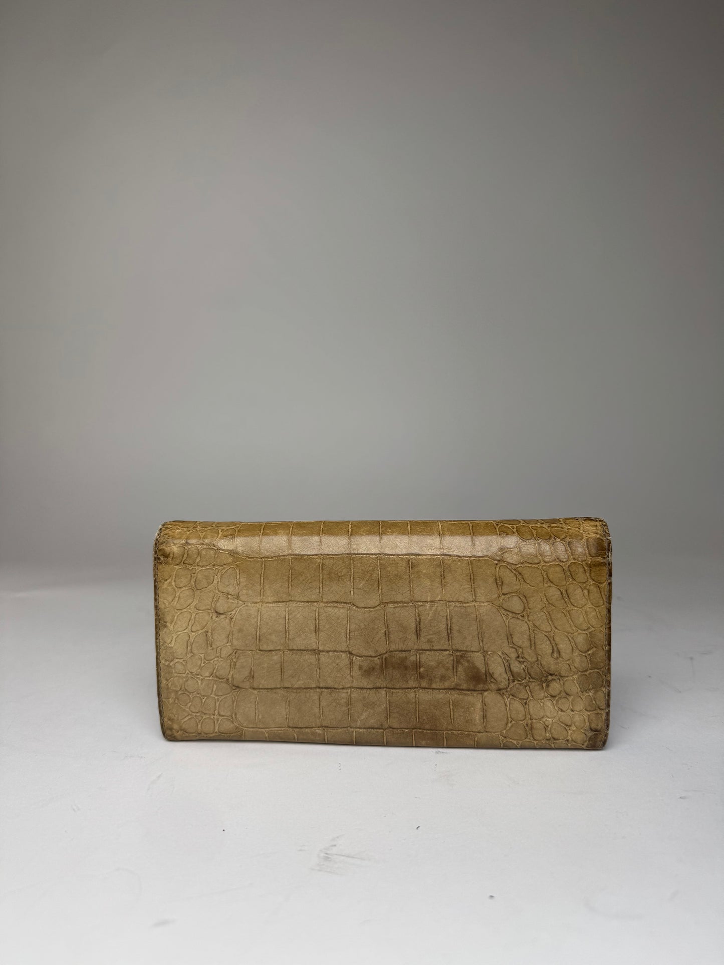 Vintage Miu Miu Crocodile Emblossed Leather Wallet Light Brown