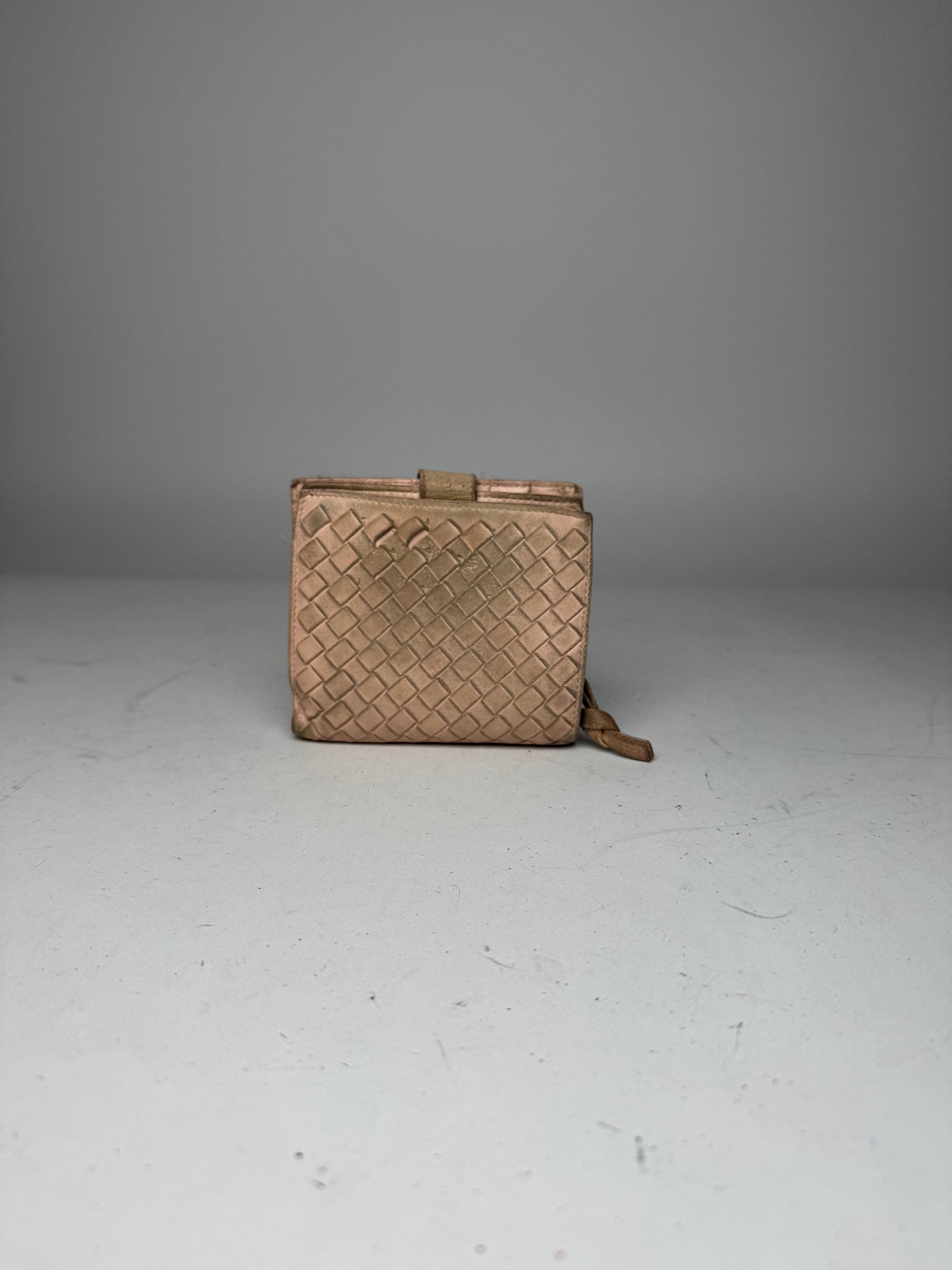 Vintage Bottega Veneta Intrecciato Leather Wallet Pink