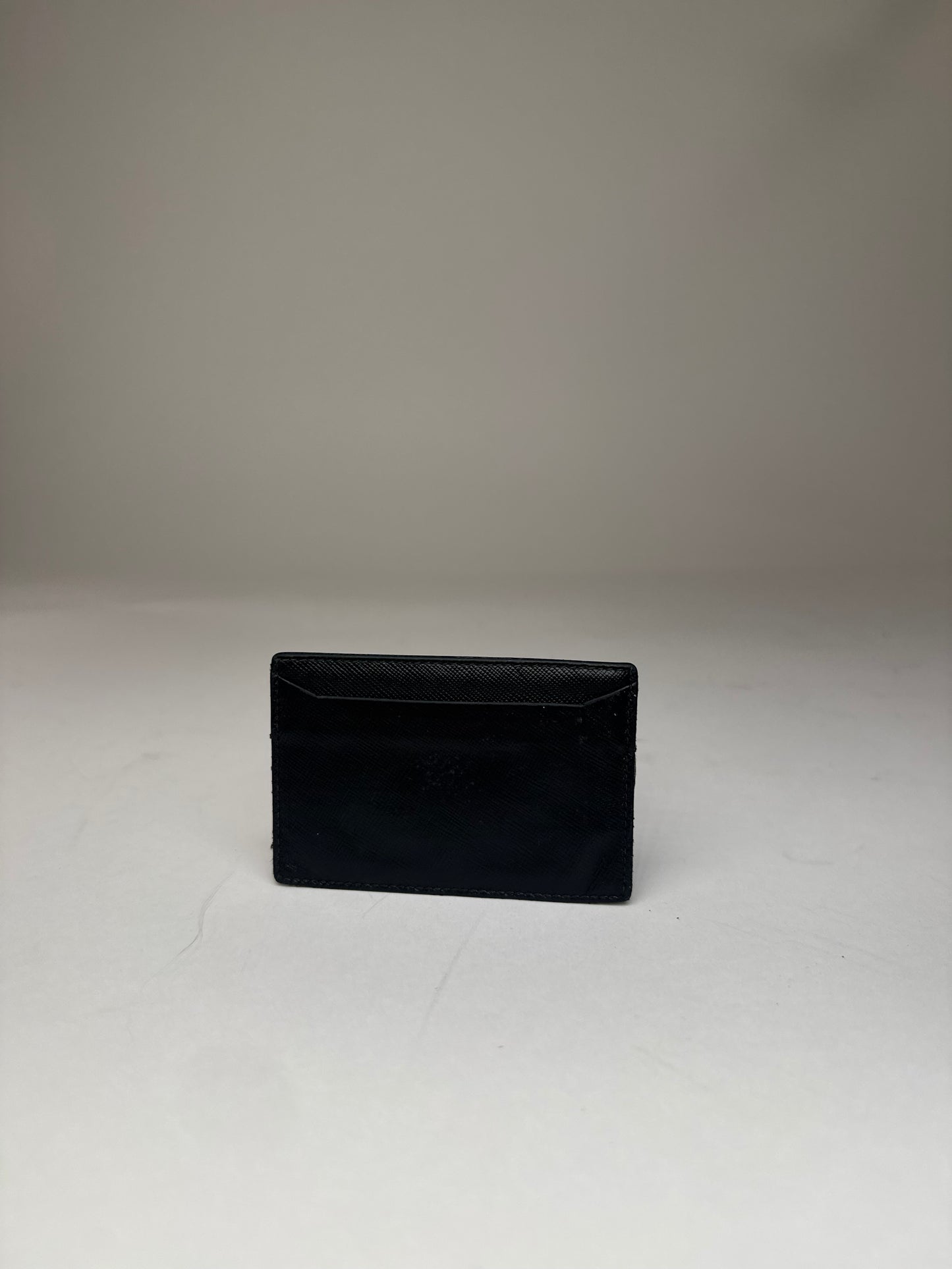 Vintage Prada Triangle Saffiano Leather Card Holder Black