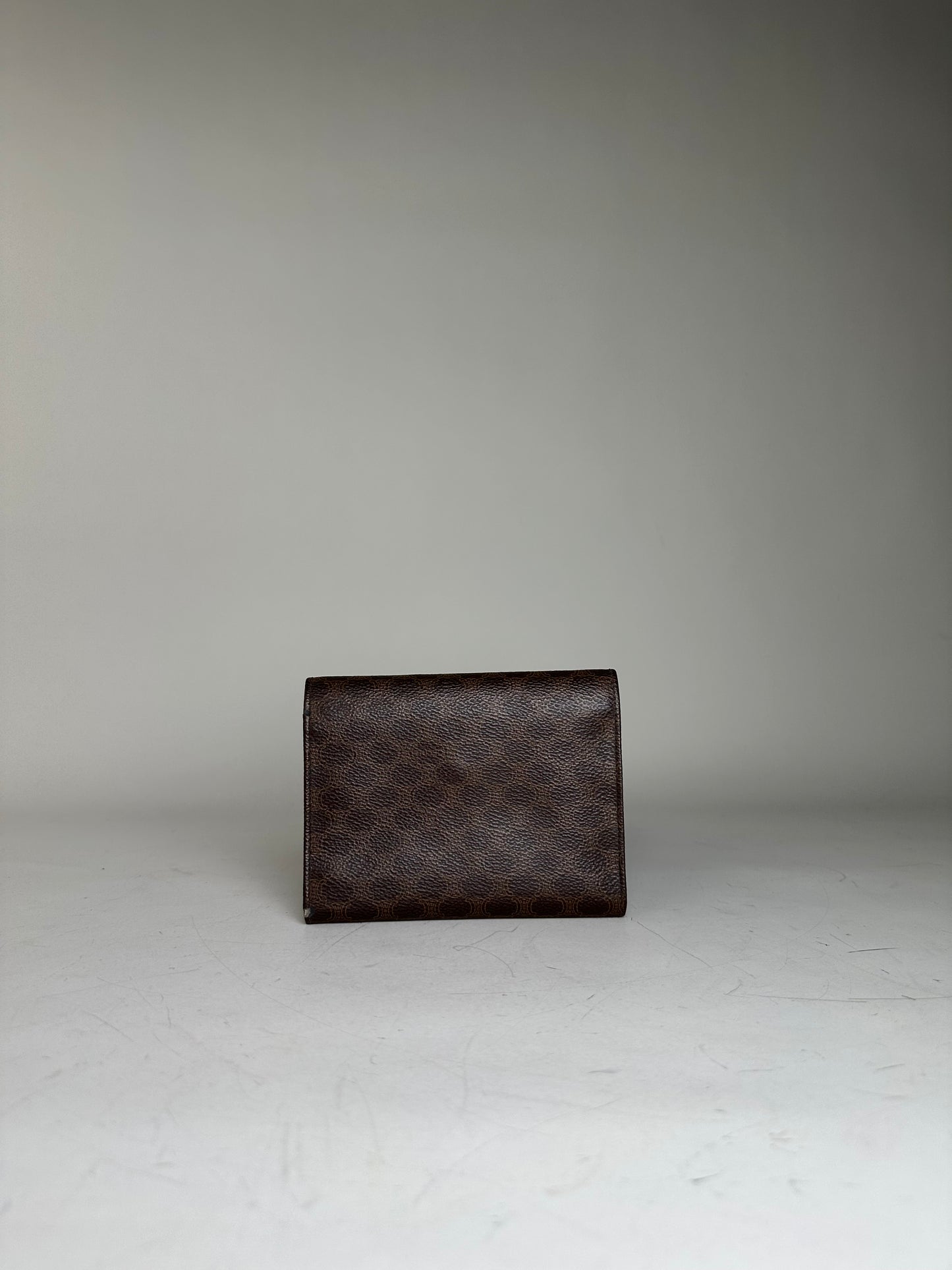 Vintage Celine Embossed Leather Wallet Brown Gold