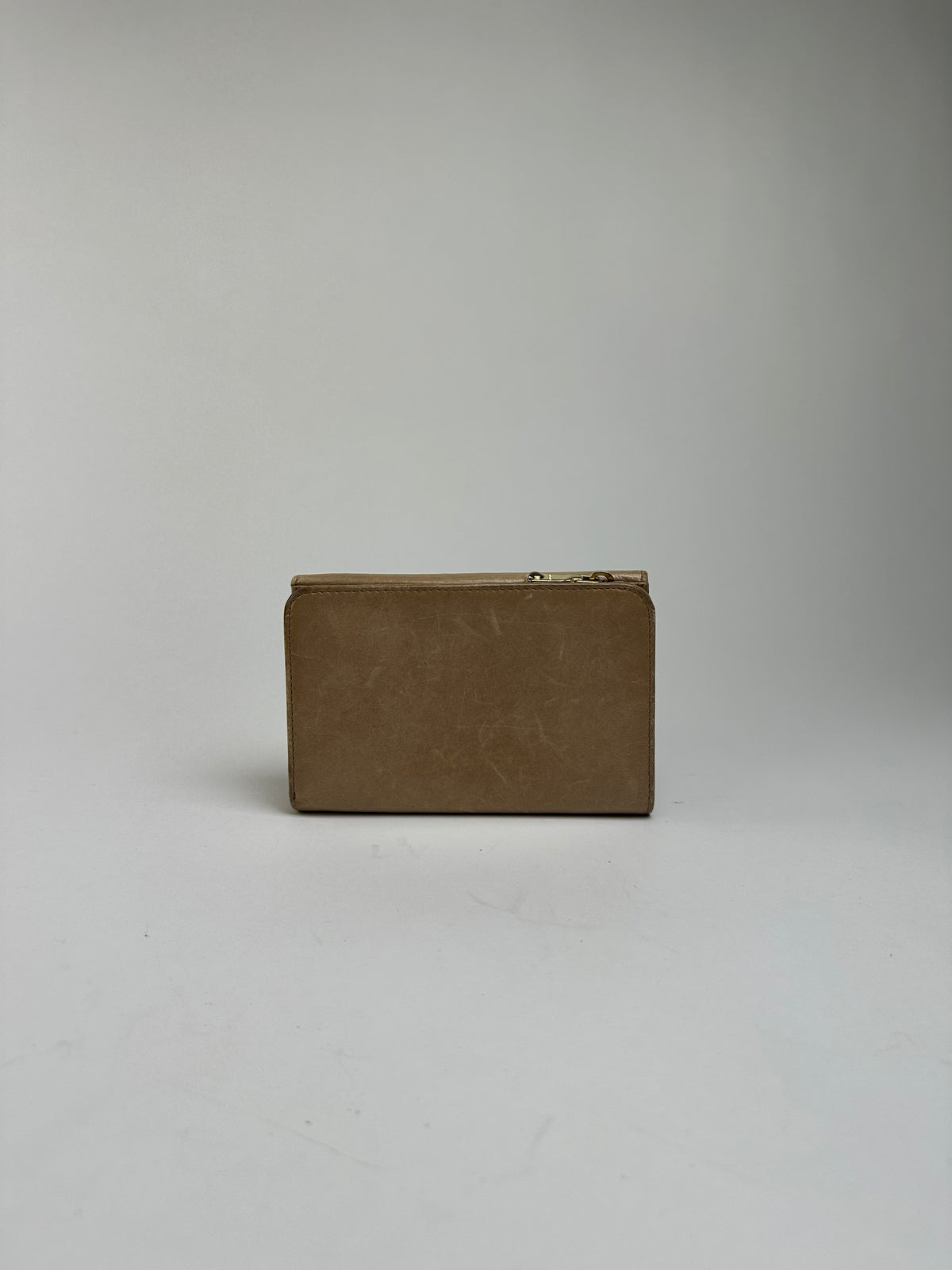 Vintage Salvatore Ferragamo Bifold Wallet Beige Gold
