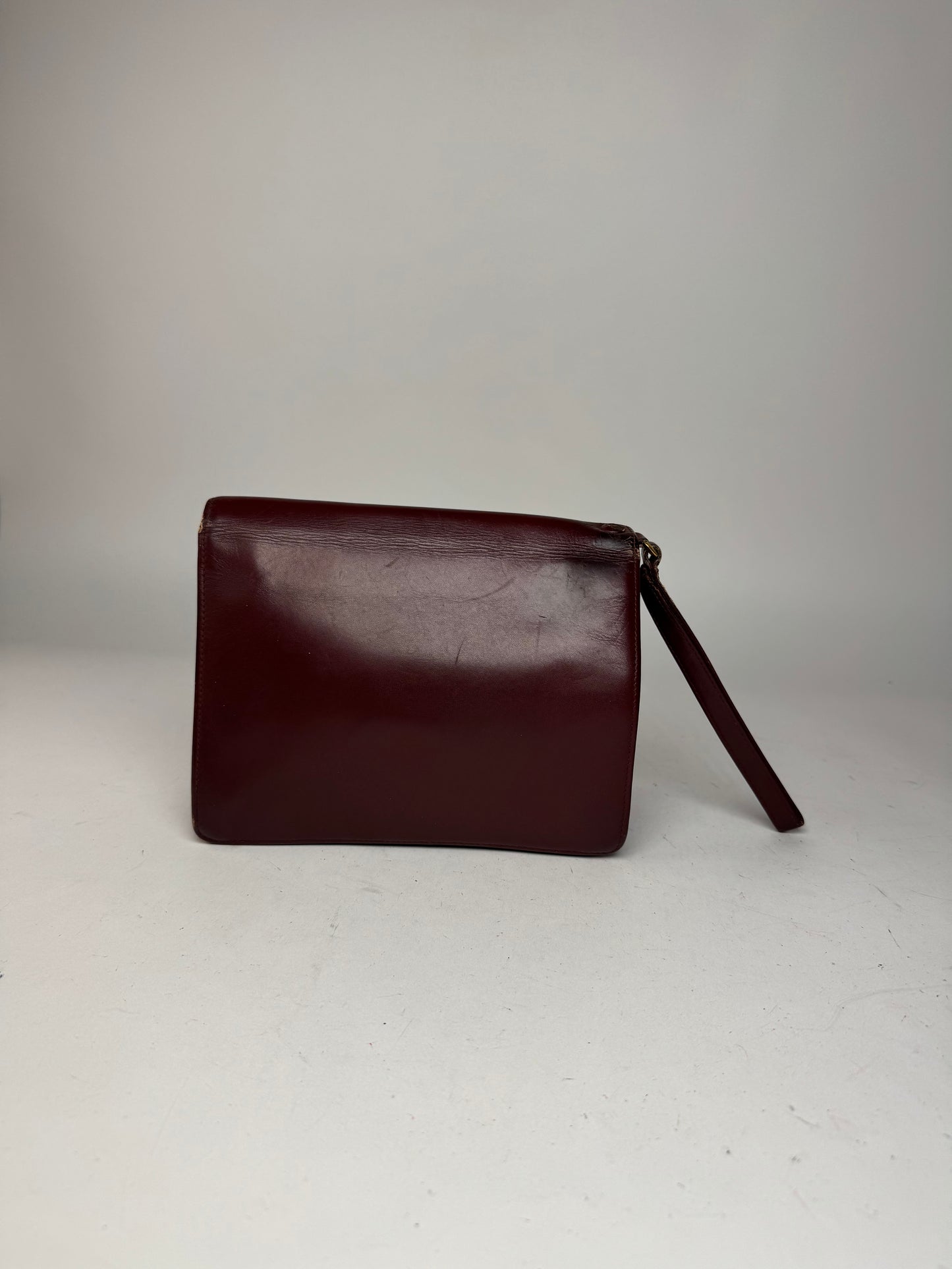 Vintage Cartier Leather Clutch Burgundy