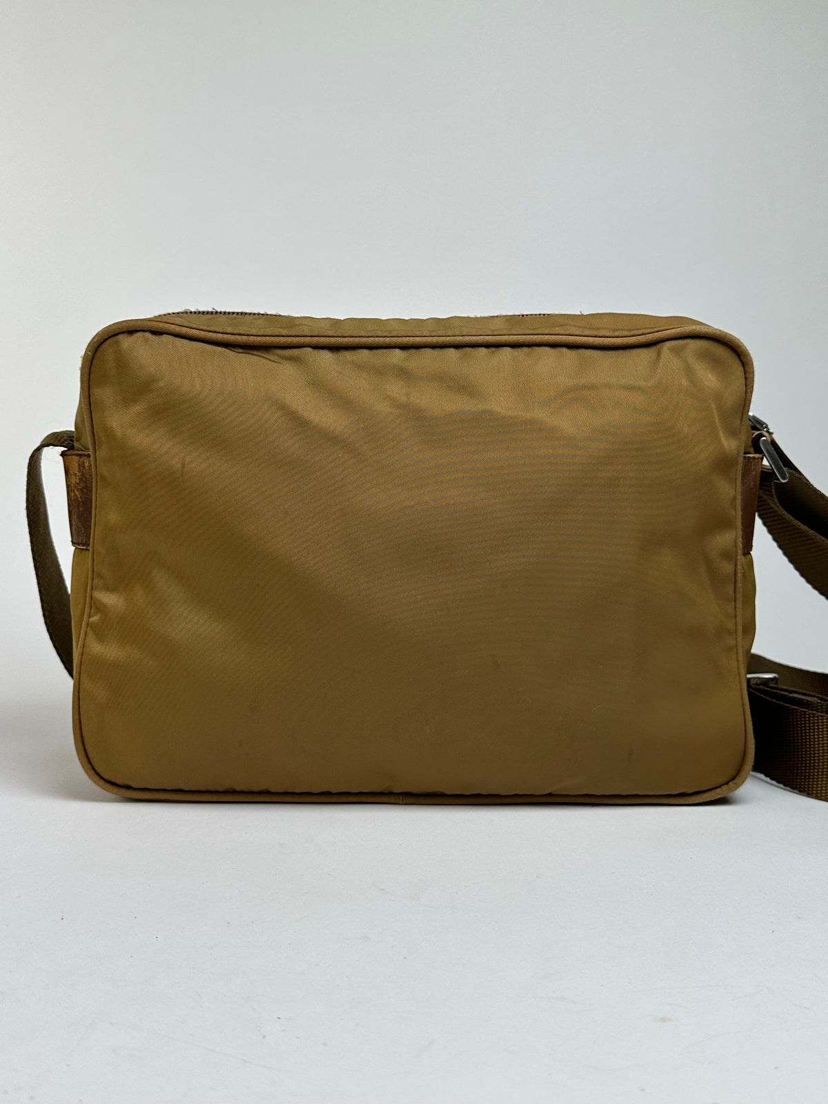 Vintage Prada Tessuto Nylon Flap Crossbody Bag Late 1990s Olive