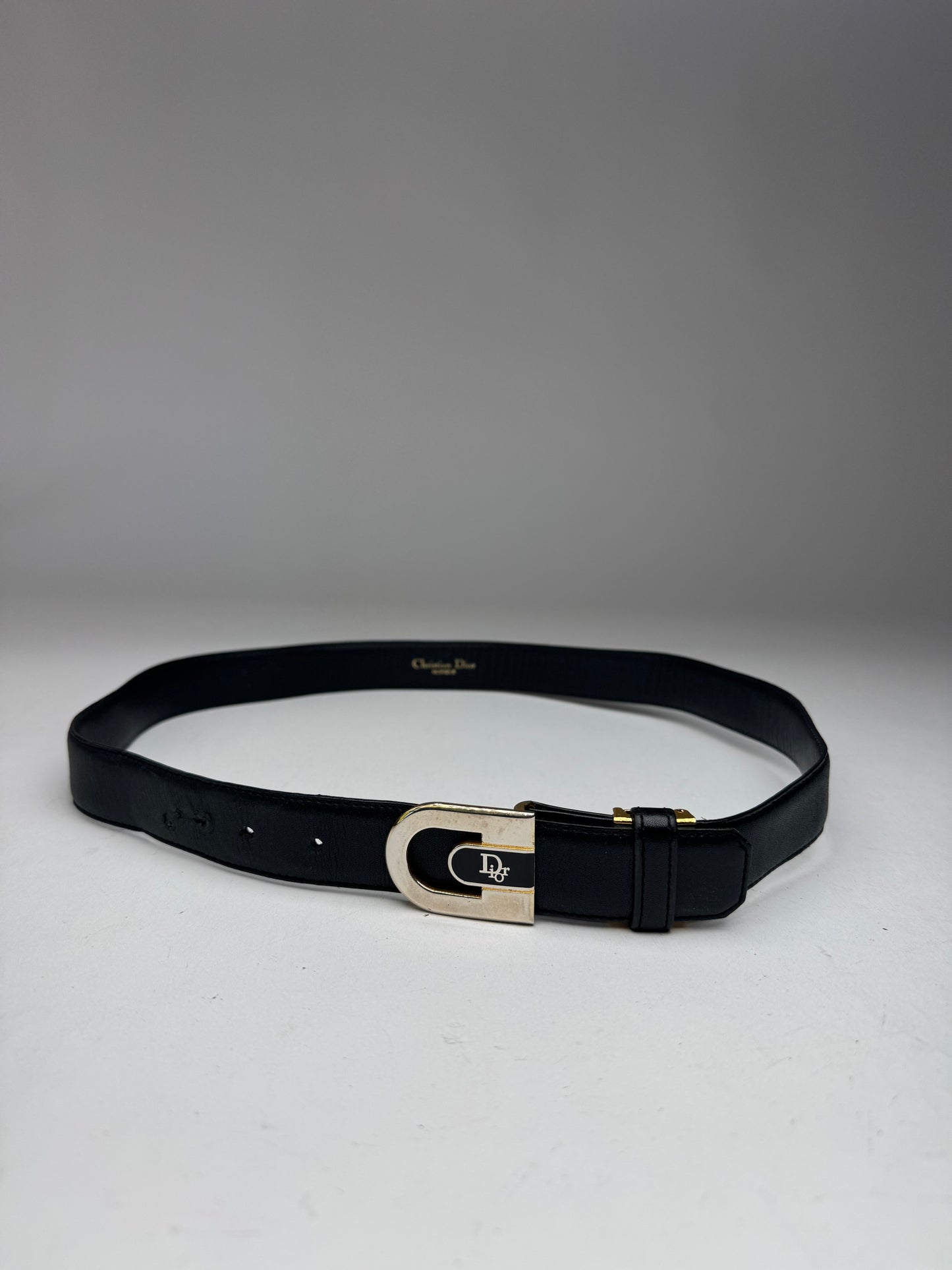 Vintage Dior Leather Belt Black