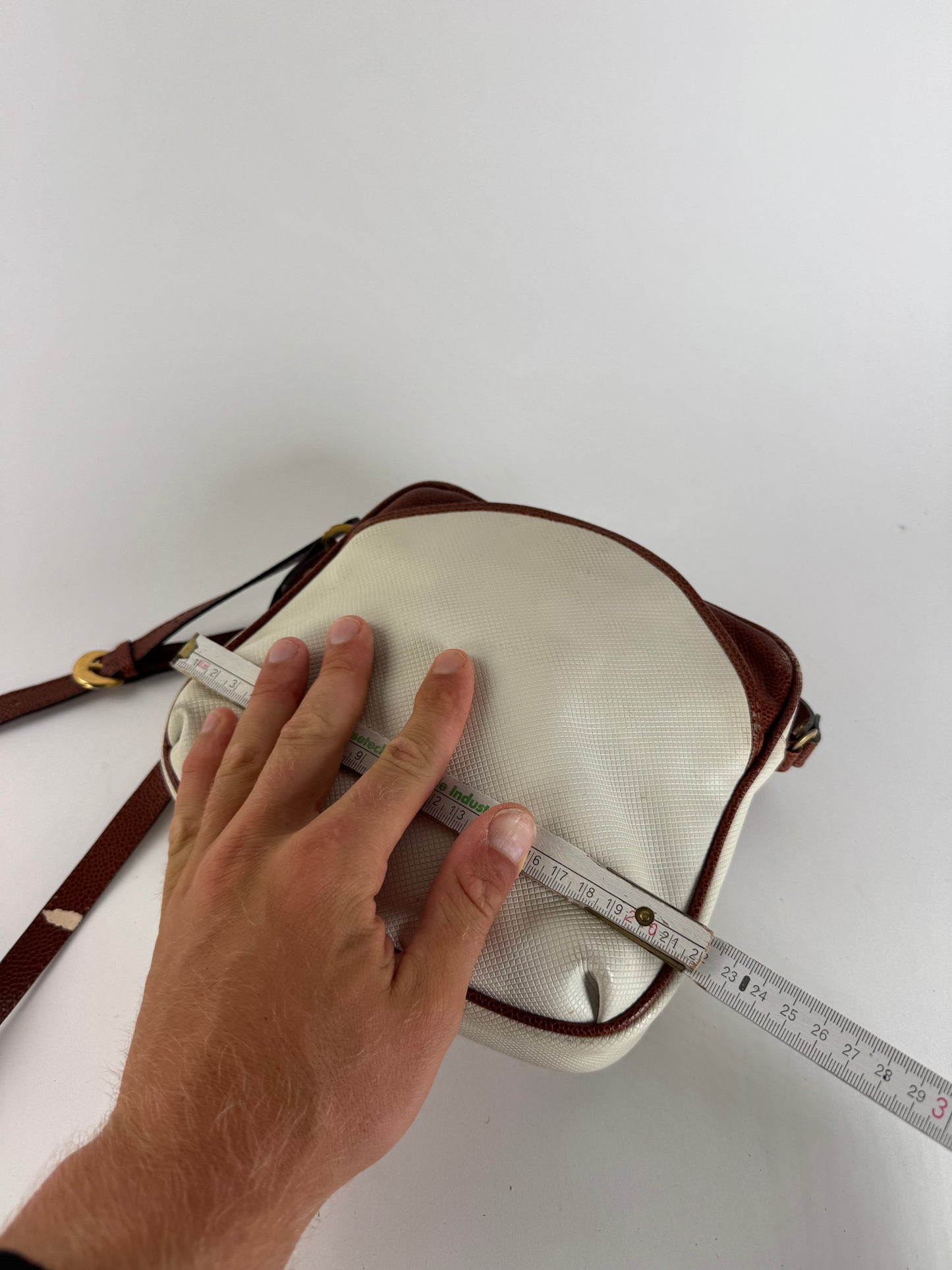 Sac vintage en cuir Bottega Veneta blanc marron