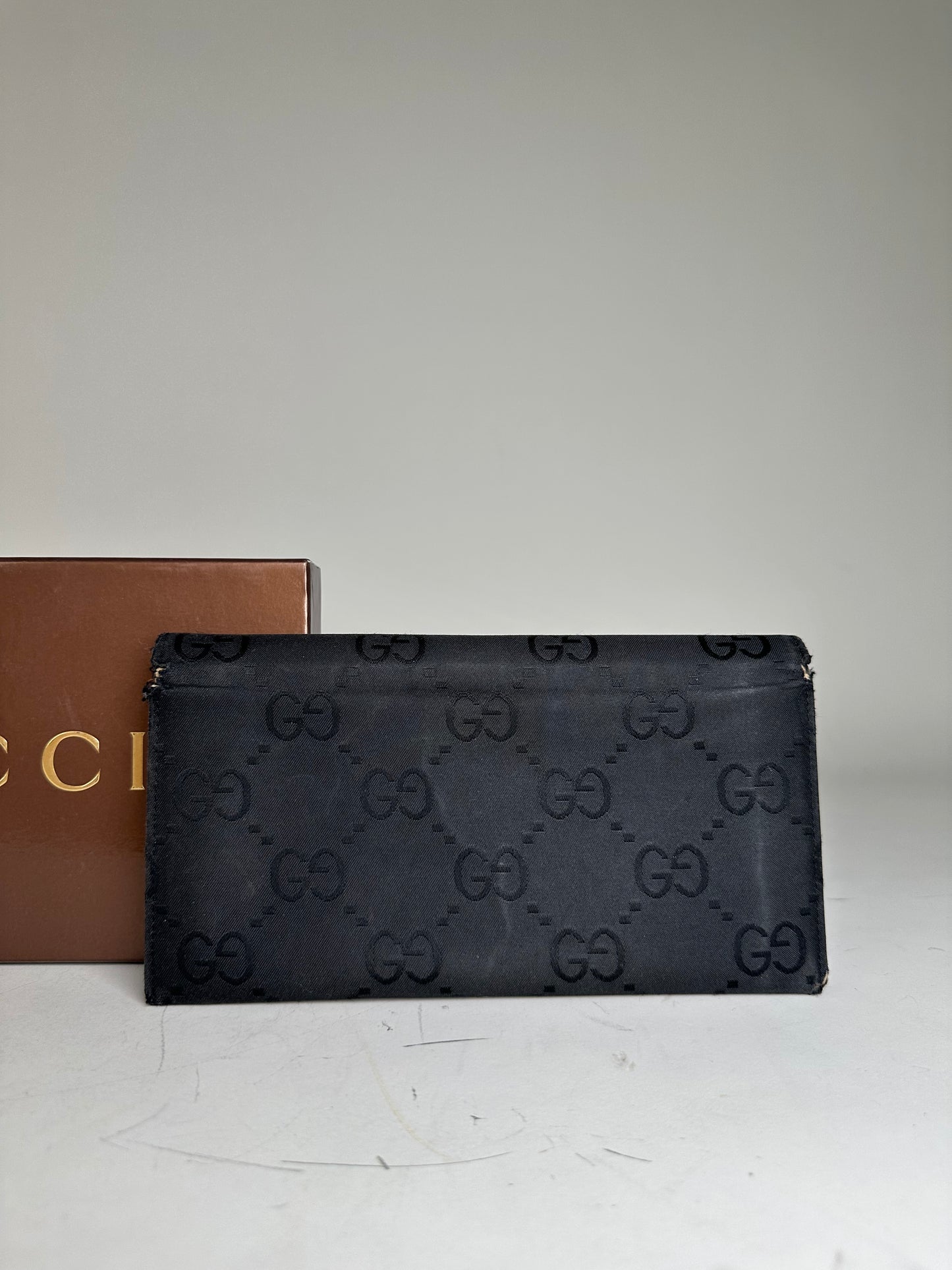 Vintage Gucci GG Supreme Wallet Black Silver