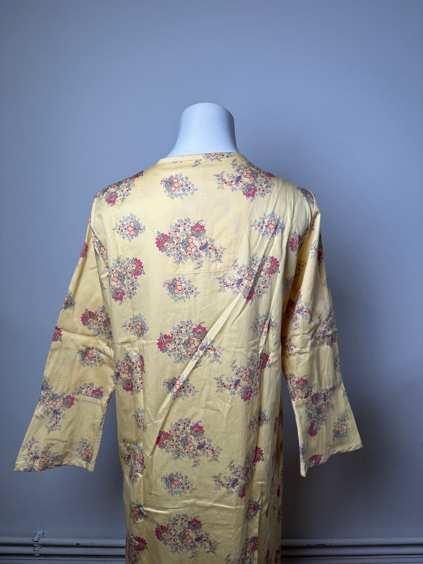 Vintage Etro Floral Paisley Cotton Tunic Dress Yellow M