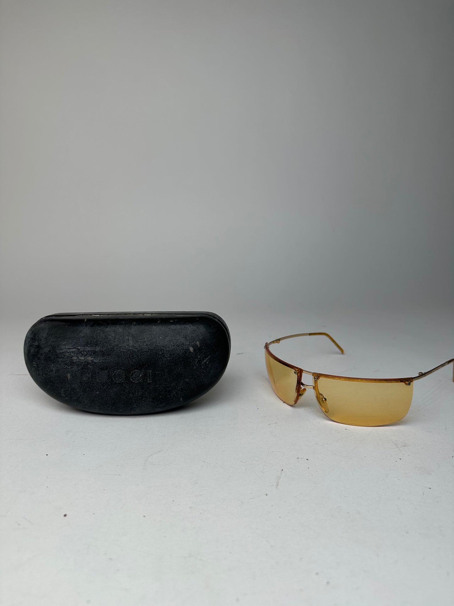 Vintage Gucci Rimless Sunglasses Gold Yellow