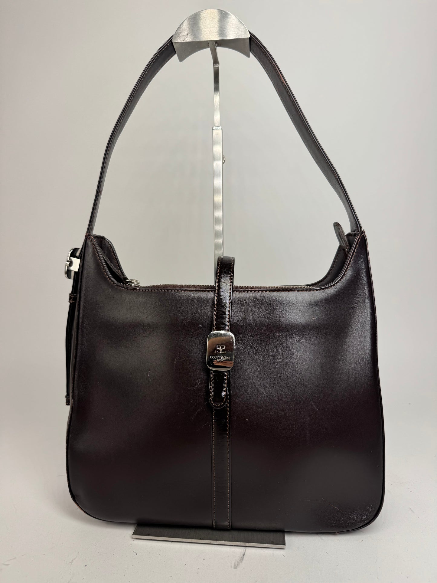 Vintage Courreges Leather Handbag Brown
