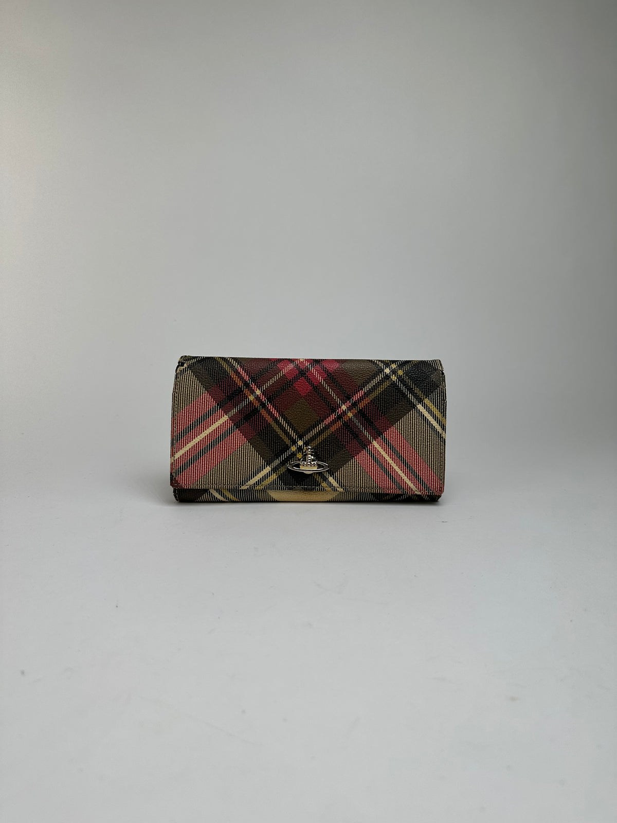 Vintage Vivienne Westwood Tartan Bifold Wallet Late 1990s Beige Burgundy