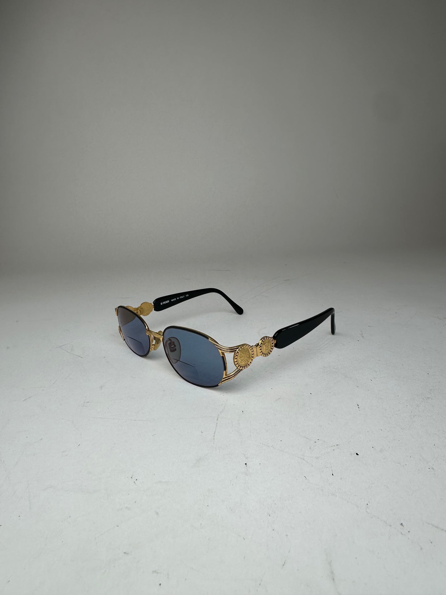 Vintage Fendi Roma Sunglasses Black Gold Blue