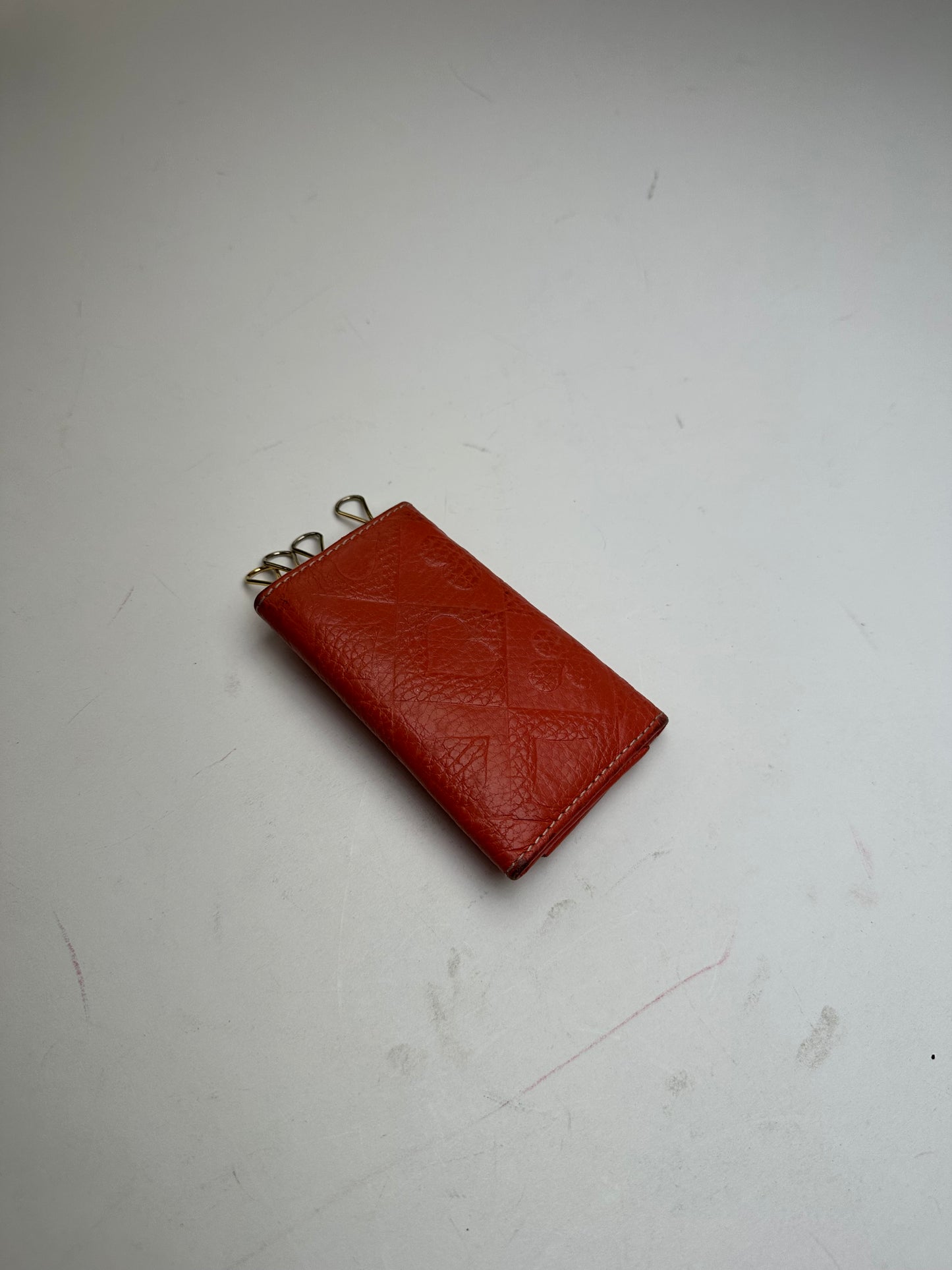Vintage Vivienne Westwood Orb Monogram Leather Key Holder Orange