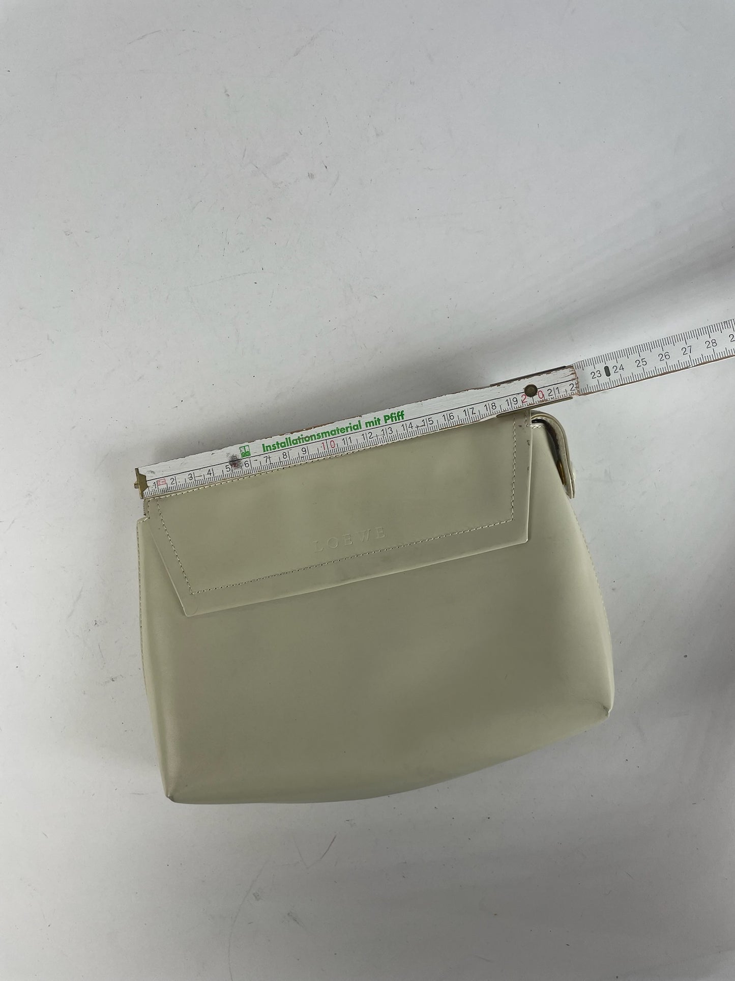 Vintage Loewe Leather Clutch / Cosmetic Bag White