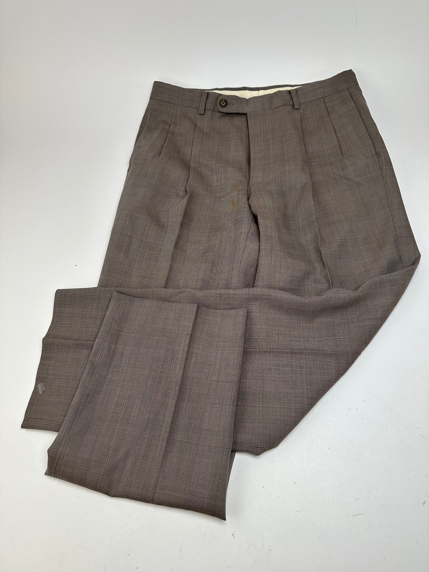Vintage Dior Wool Pants Grey Brown checked