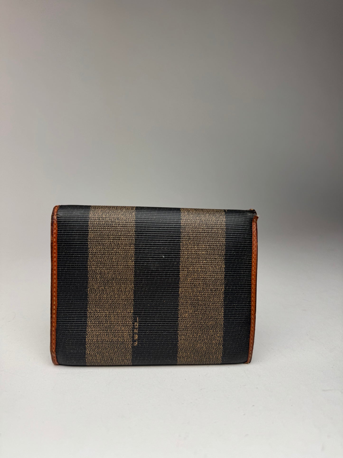 Vintage Fendi Striped Leather Wallet Brown