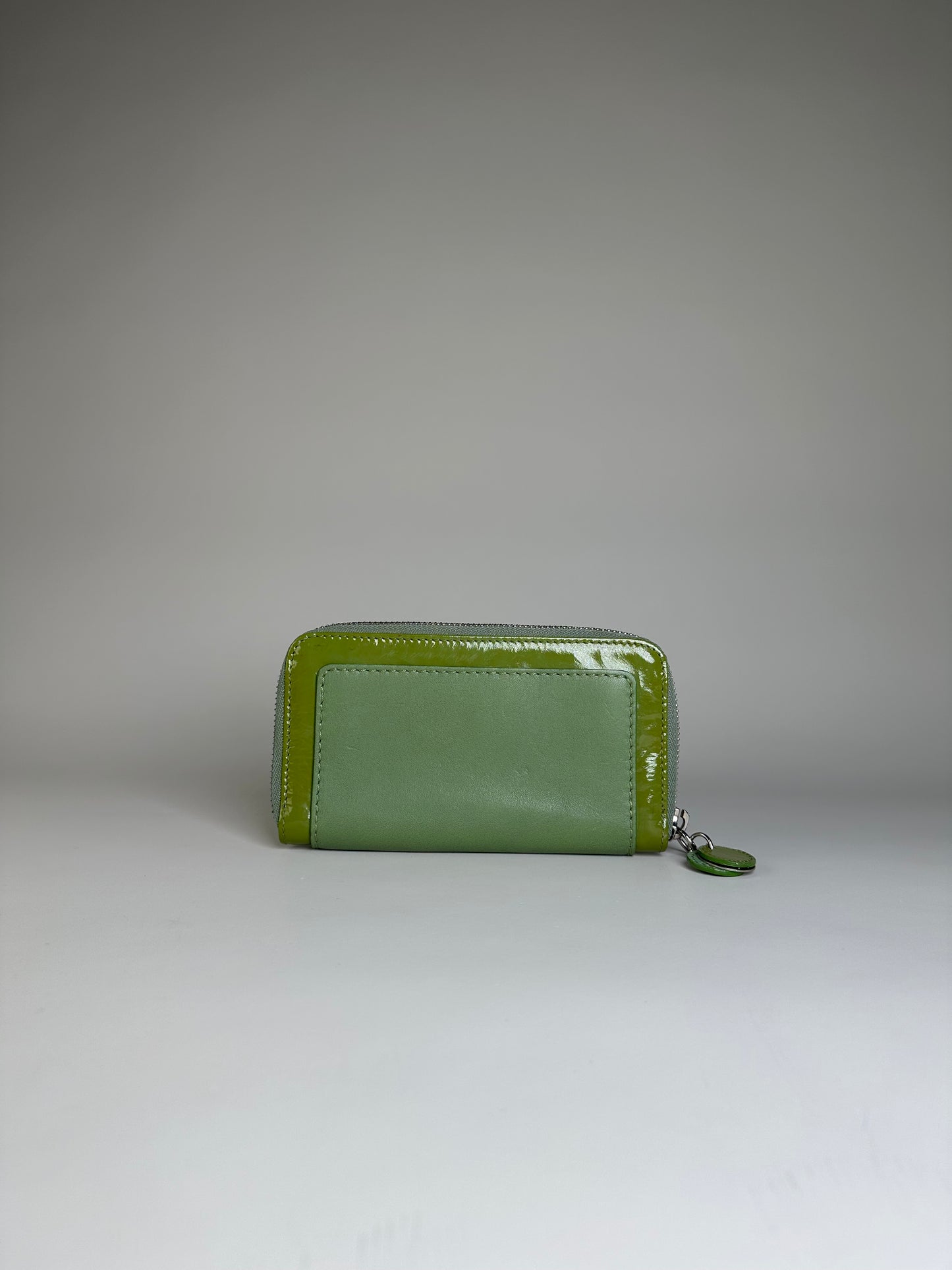 Vintage Chloe Patent Leather Wallet Green Silver