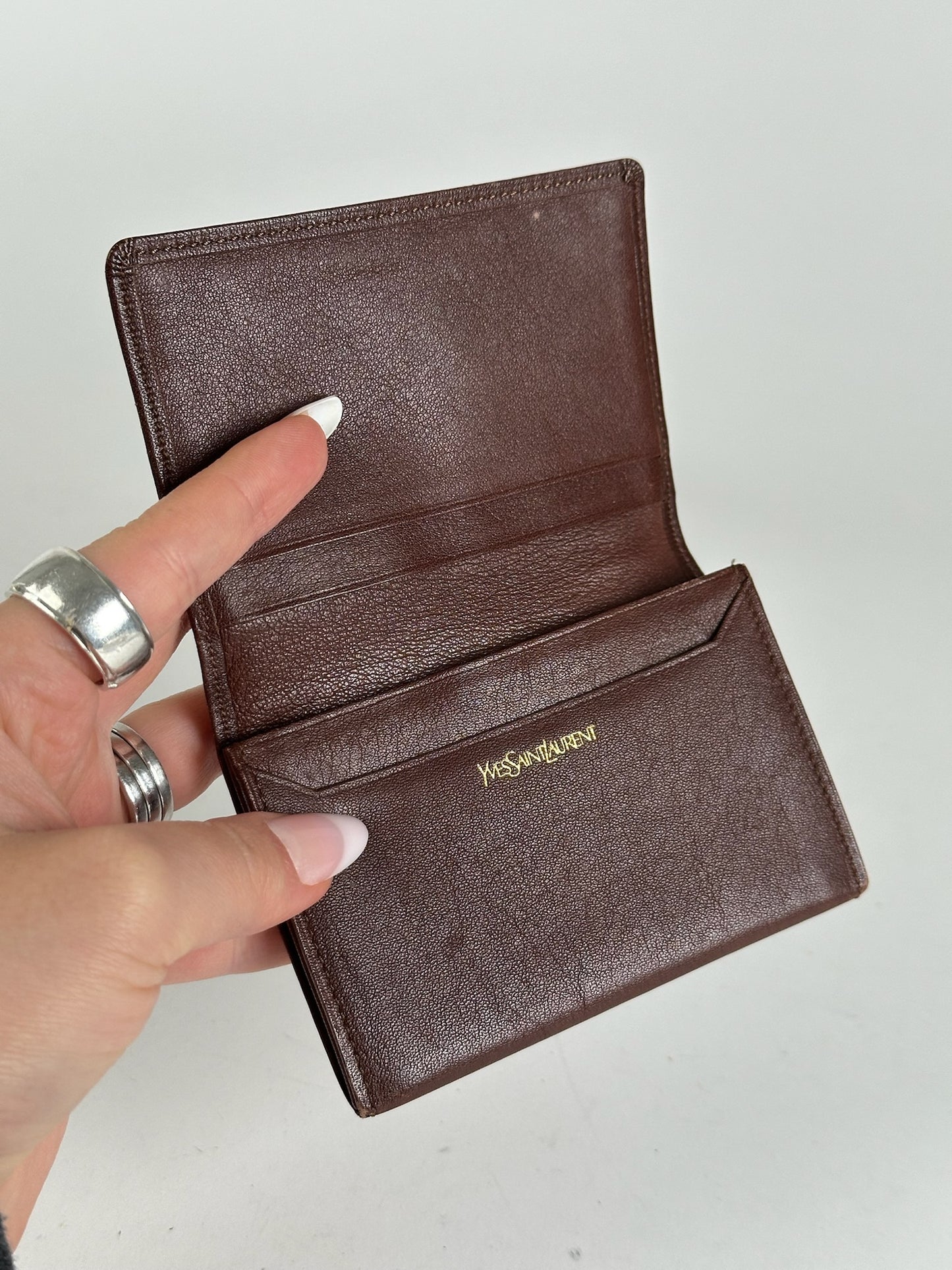 Vintage Yves Saint Laurent Leather Card Holder Brown