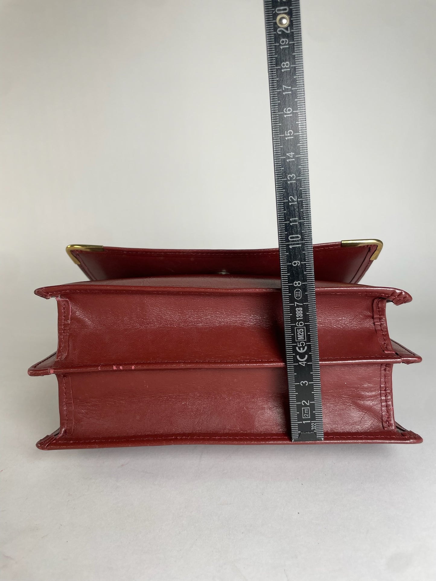 Vintage Cartier Leather Shoulder Bag Burgundy