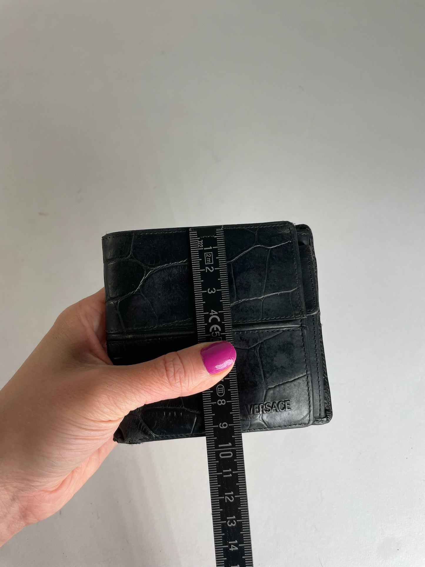 Vintage Gianni Versace Crocodile Emblossed Leather Wallet Black