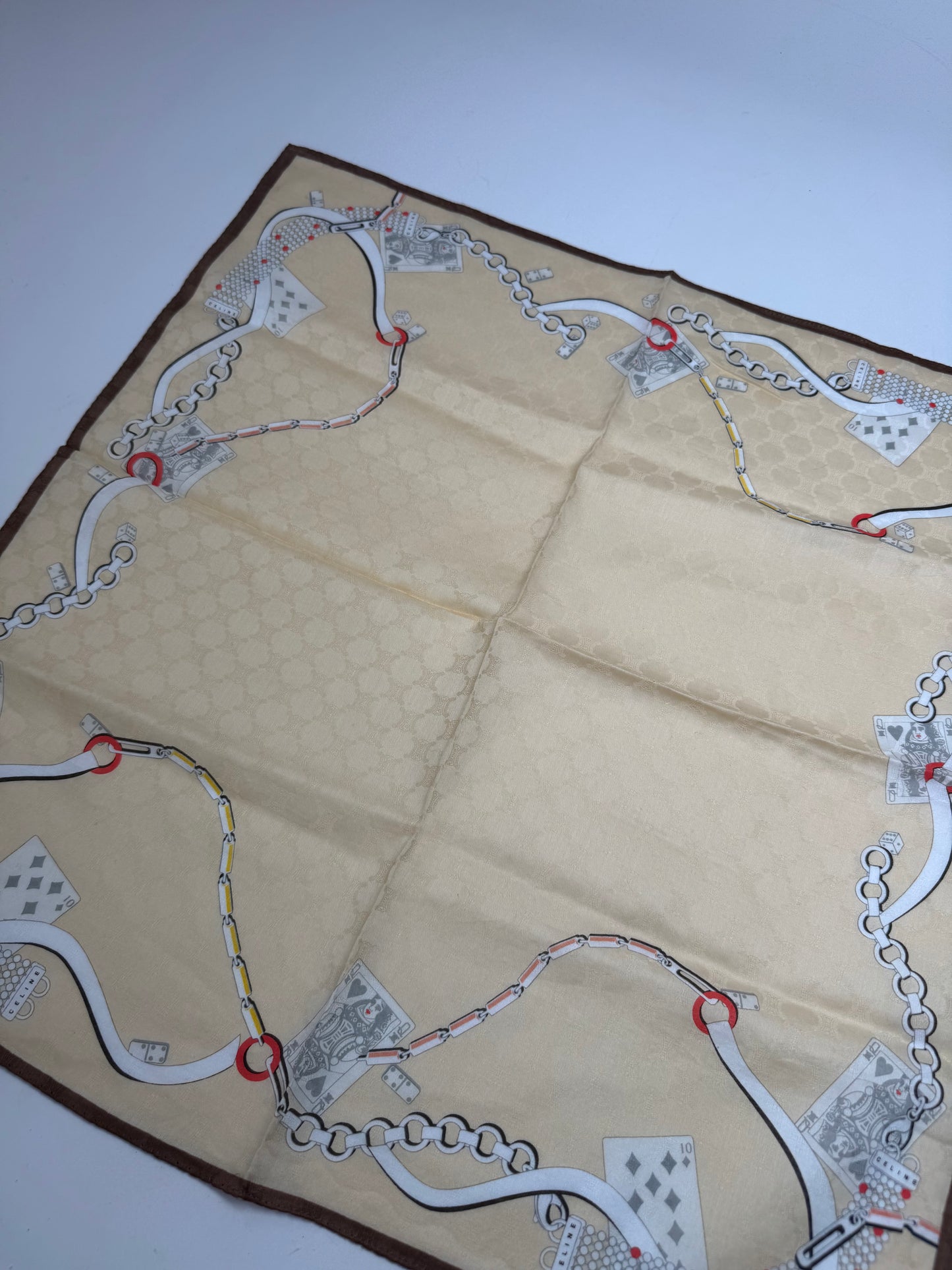 Vintage Celine monogram Scarf White gold