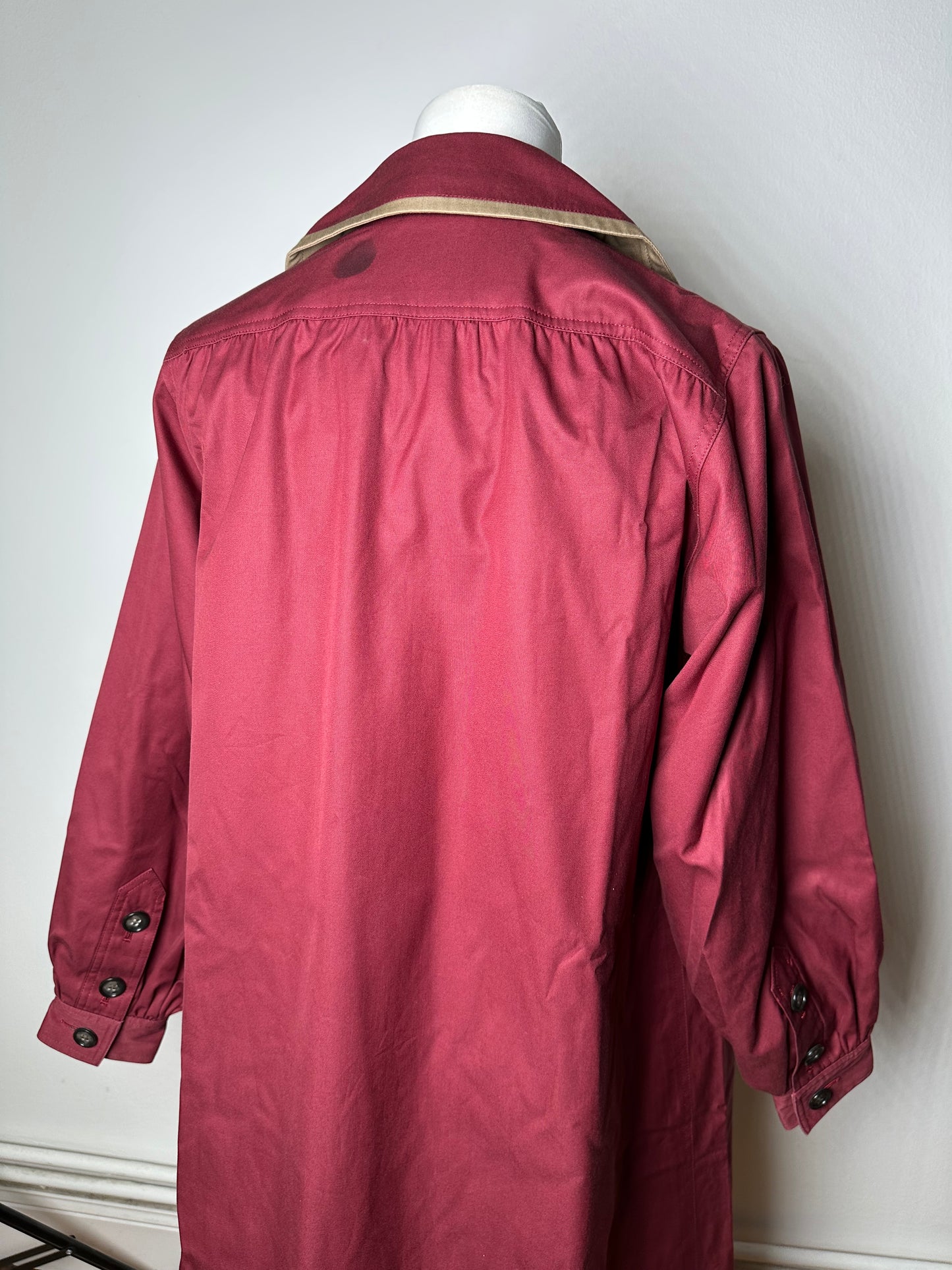 Vintage Saint Laurent Silk Blend Trench Coat Burgundy Beige M