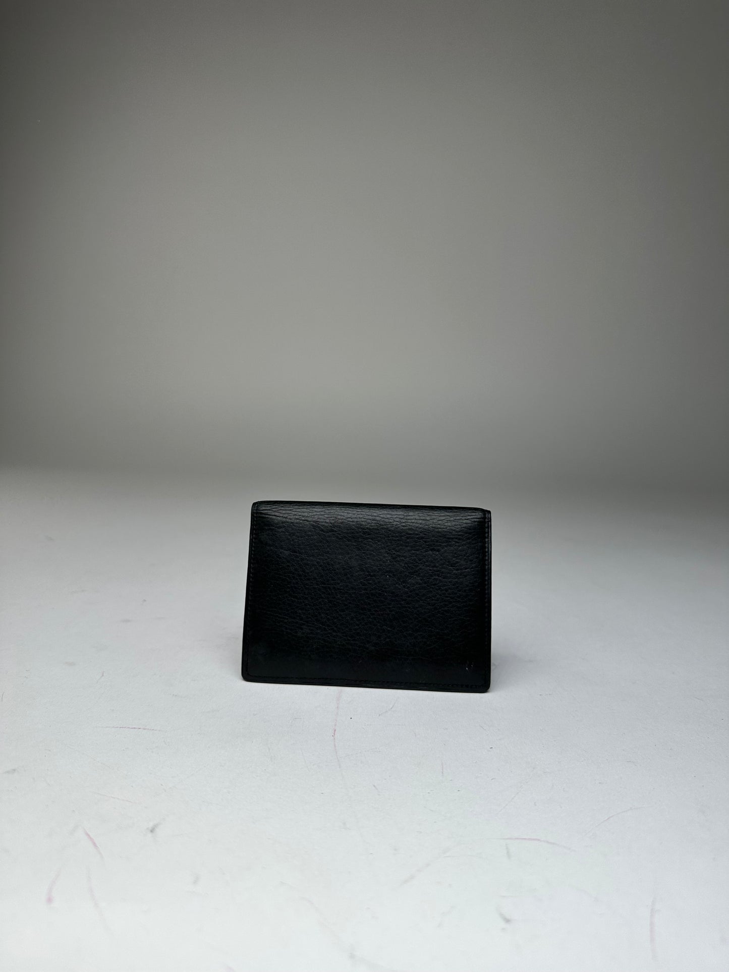 Vintage Yves Saint Laurent Grained Leather Bifold Card Holder Black
