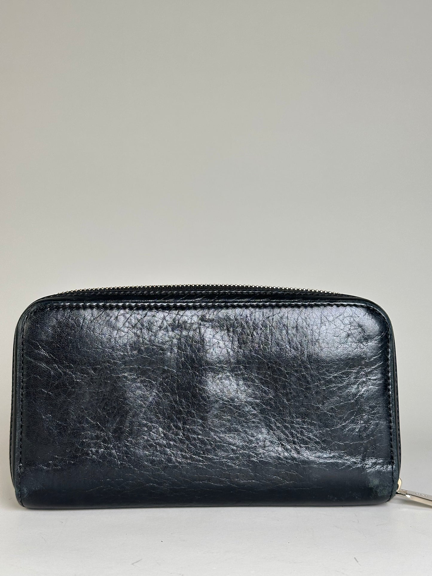 Vintage Chloe Leather Long Wallet Black Silver