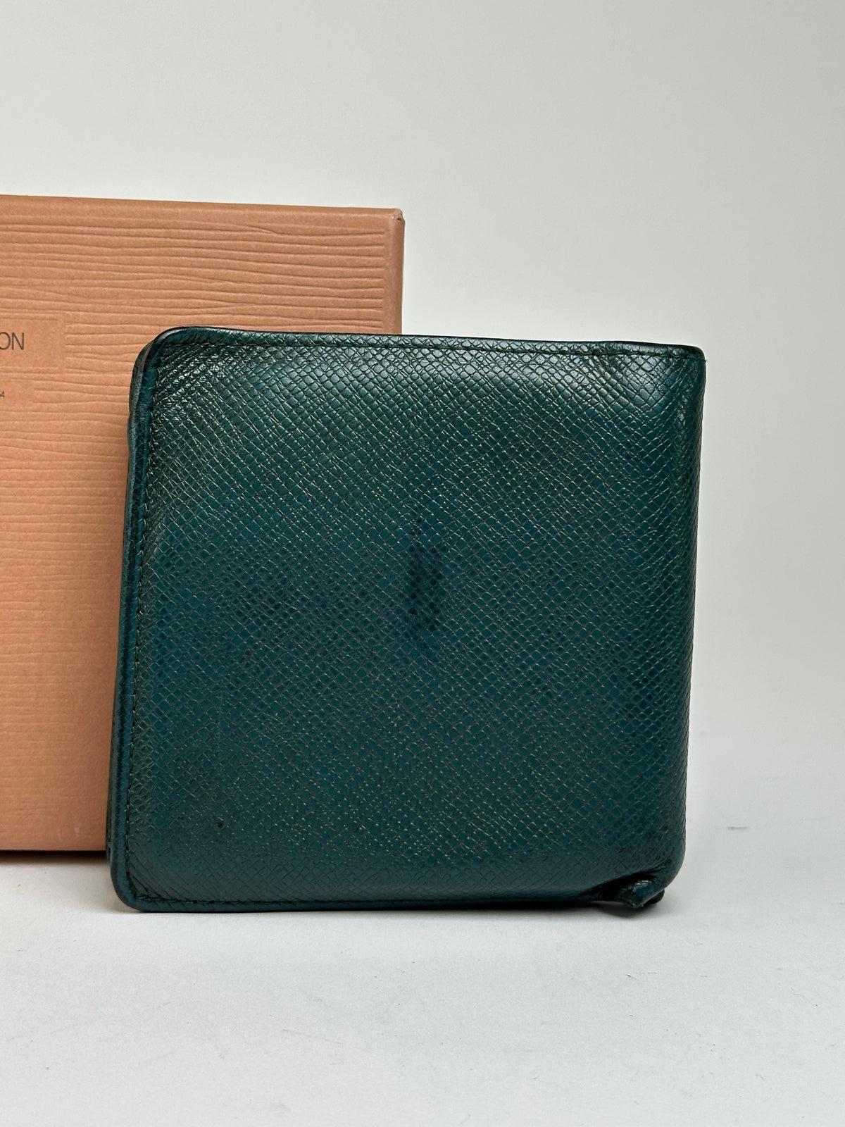 Vintage Louis Vuitton Taiga Leather Bifold Wallet Late 1990s Dark Green