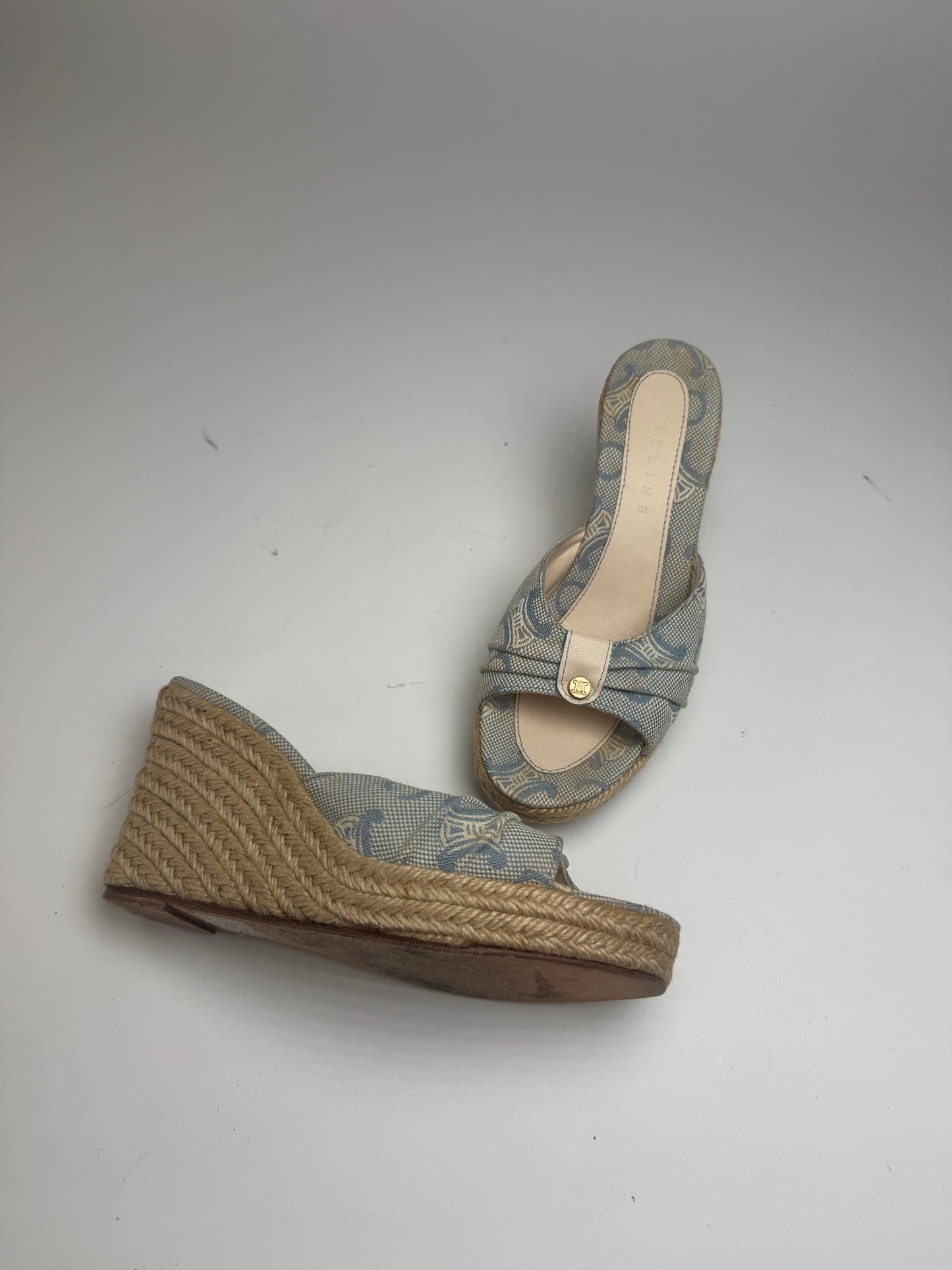 Vintage Celine Paris Monogram pumps blue beige EU36