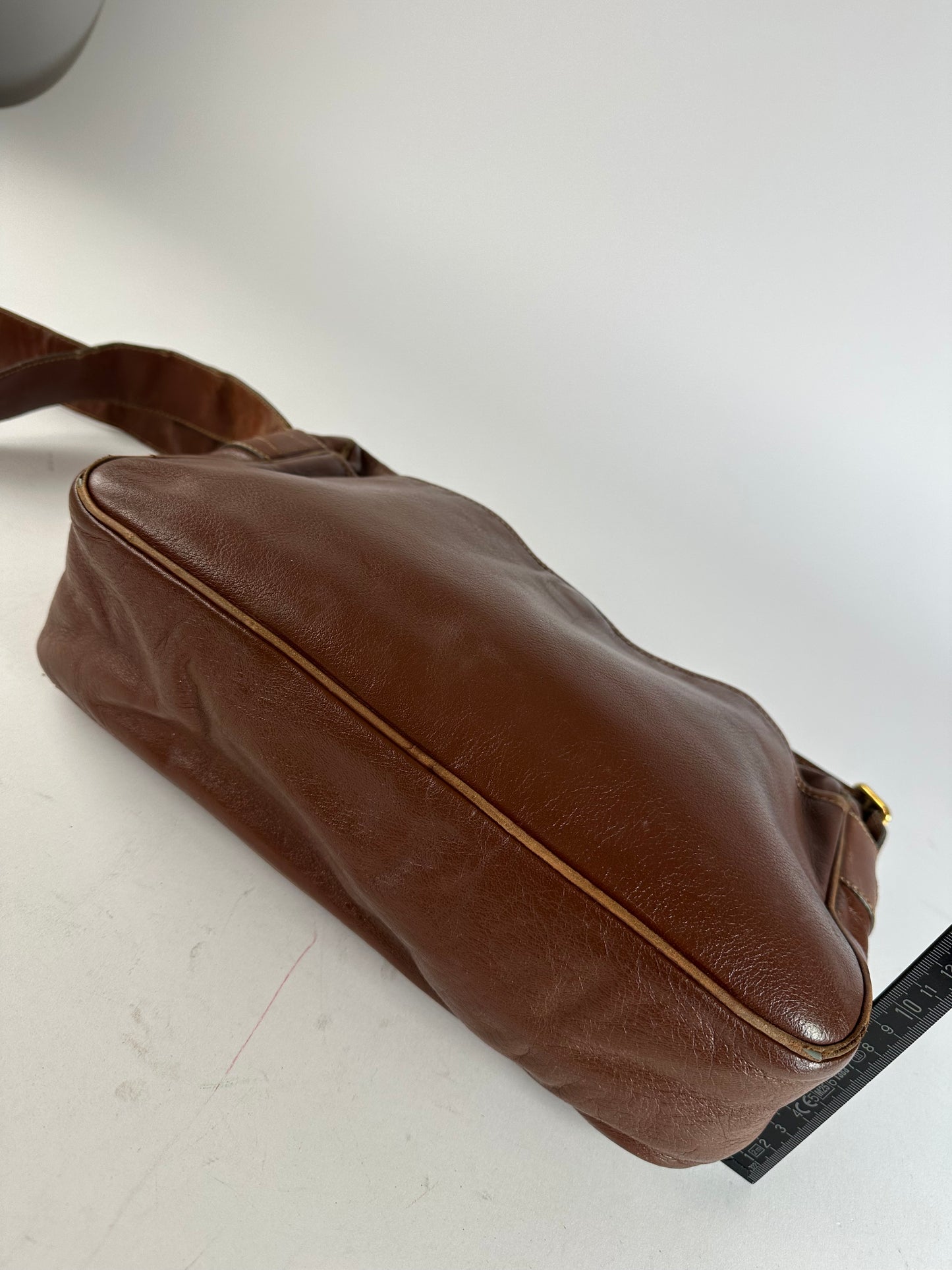 Vintage Gucci Leather Shoulder Bag Cognac Brown