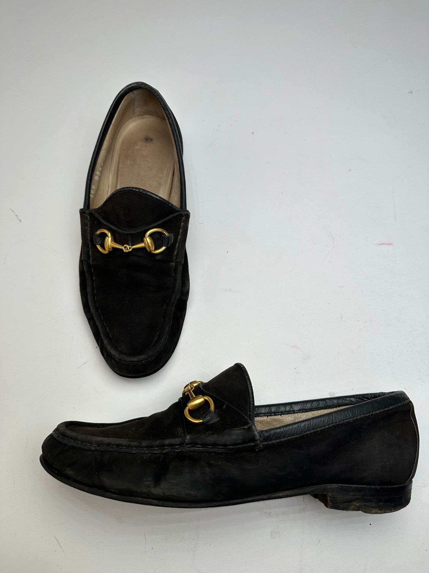 Vintage Gucci Suede Horsebit Loafer Black