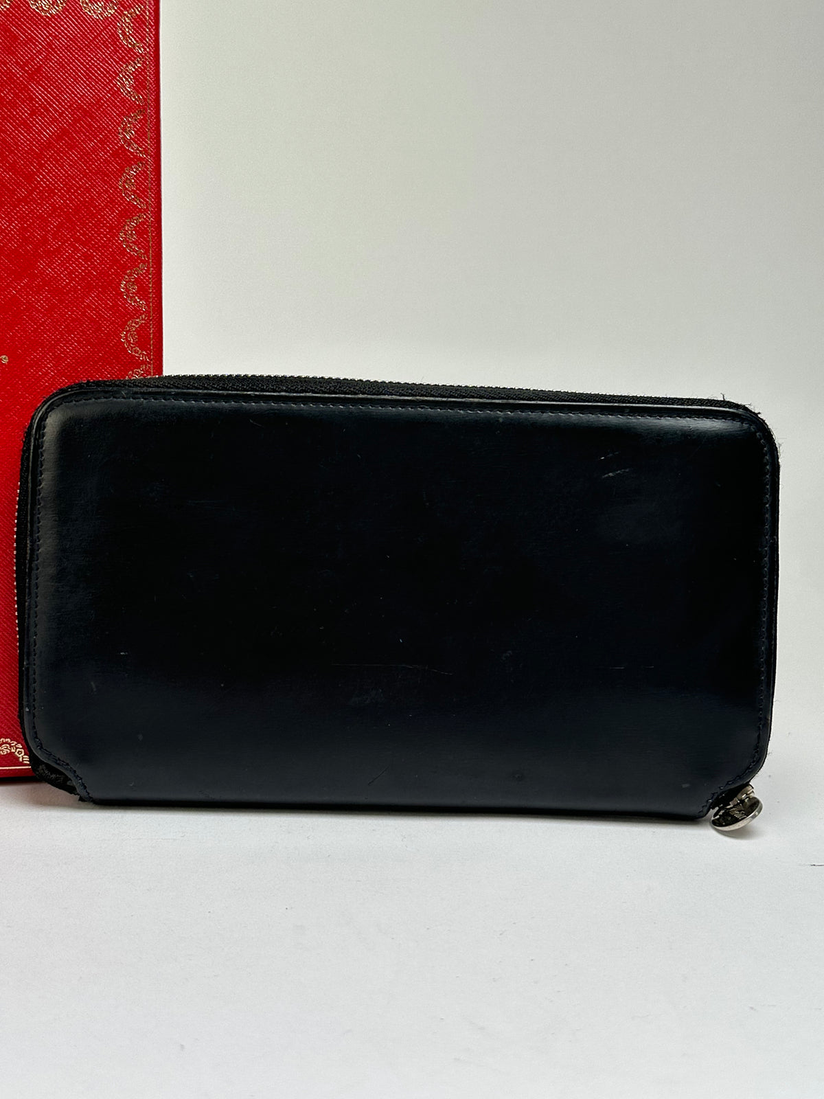 Vintage Cartier Panthere Zip Around Wallet Late 2000s Black Silver