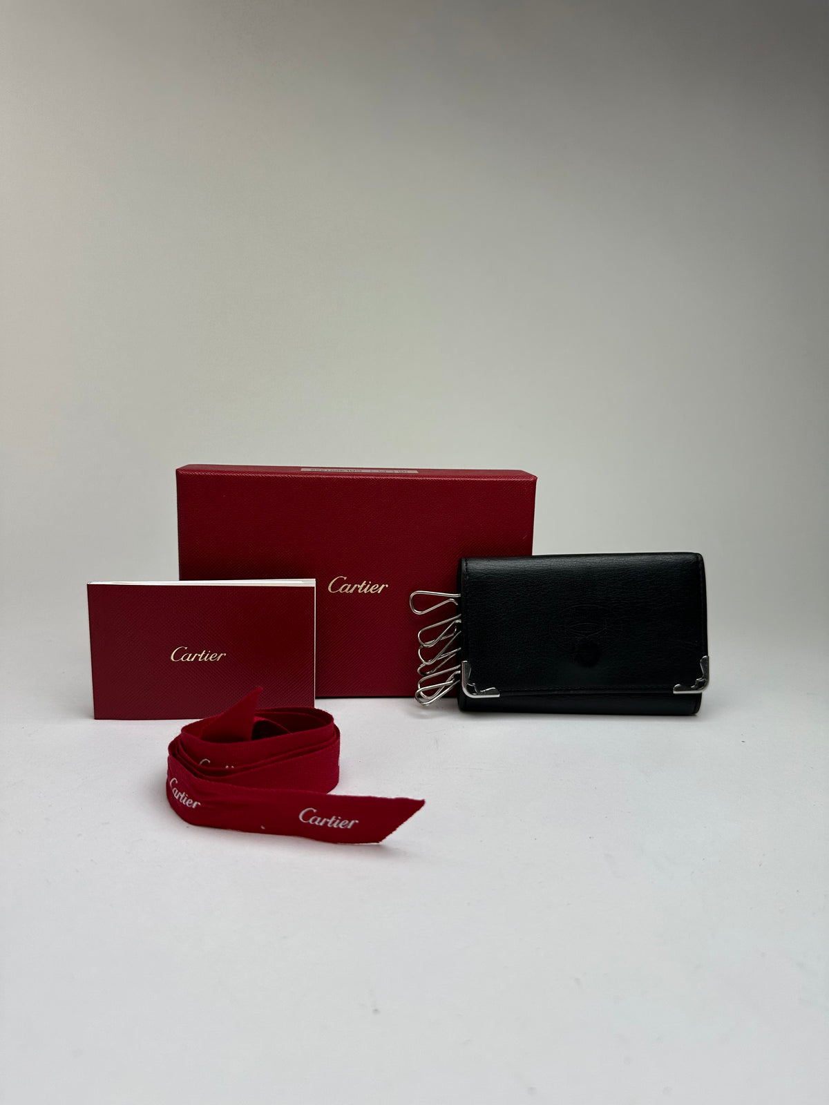 Vintage Cartier Leather Key Holder Wallet Late 1990s Black Burgundy