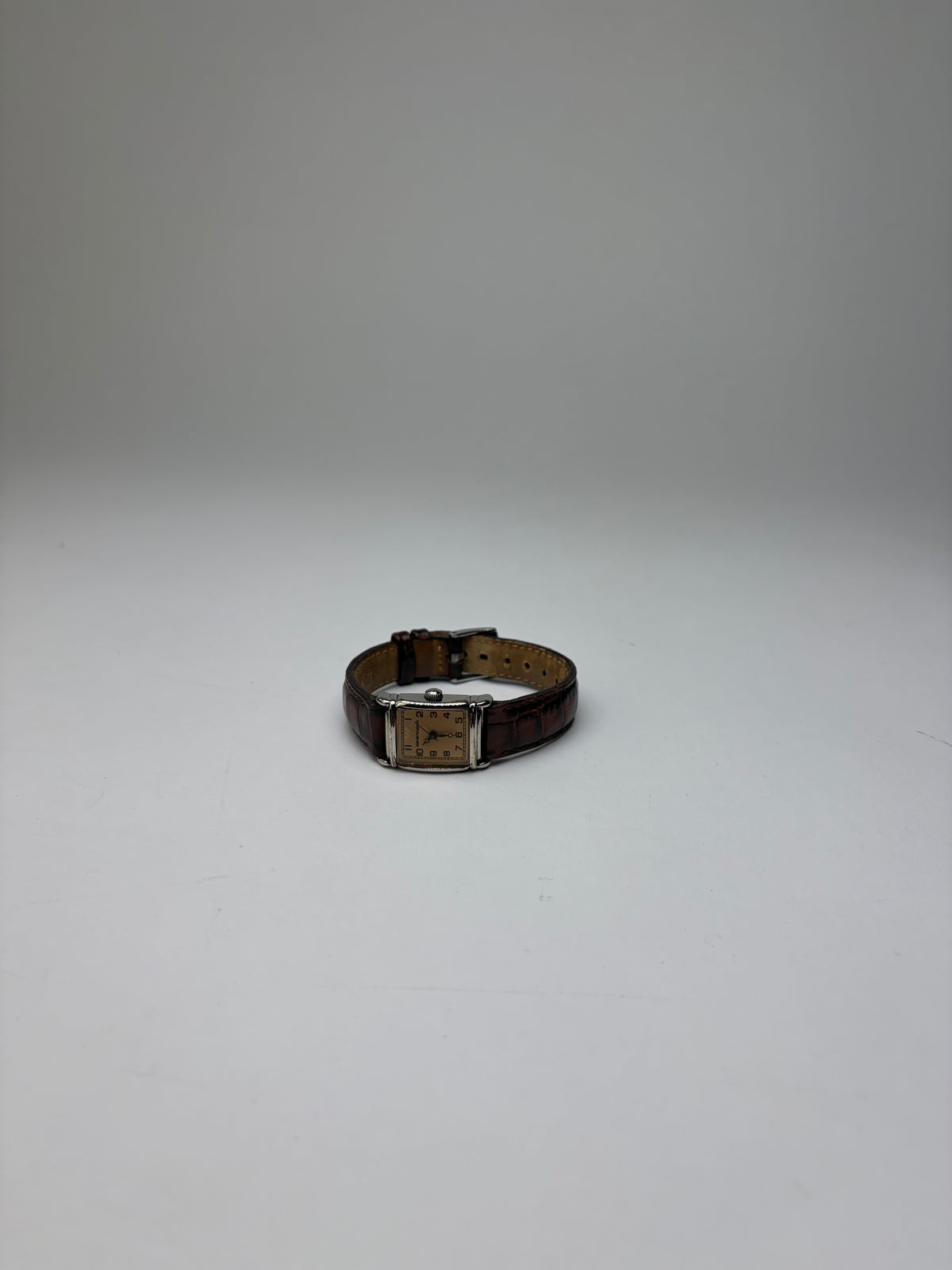 Vintage Giorgio Armani Rectangle Watch Crocodile-Effect Leather Late 1990s