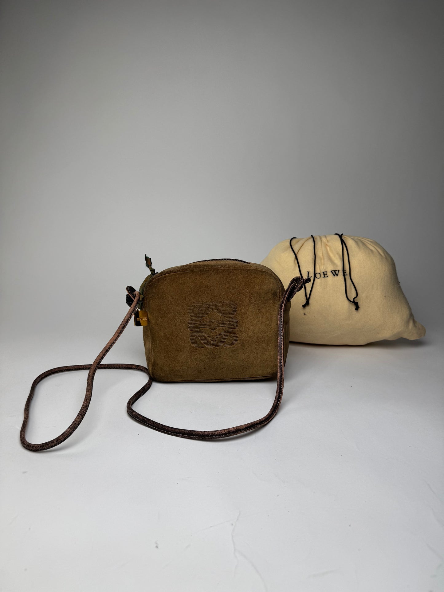 Vintage Loewe Crossbody Leather Bag Brown