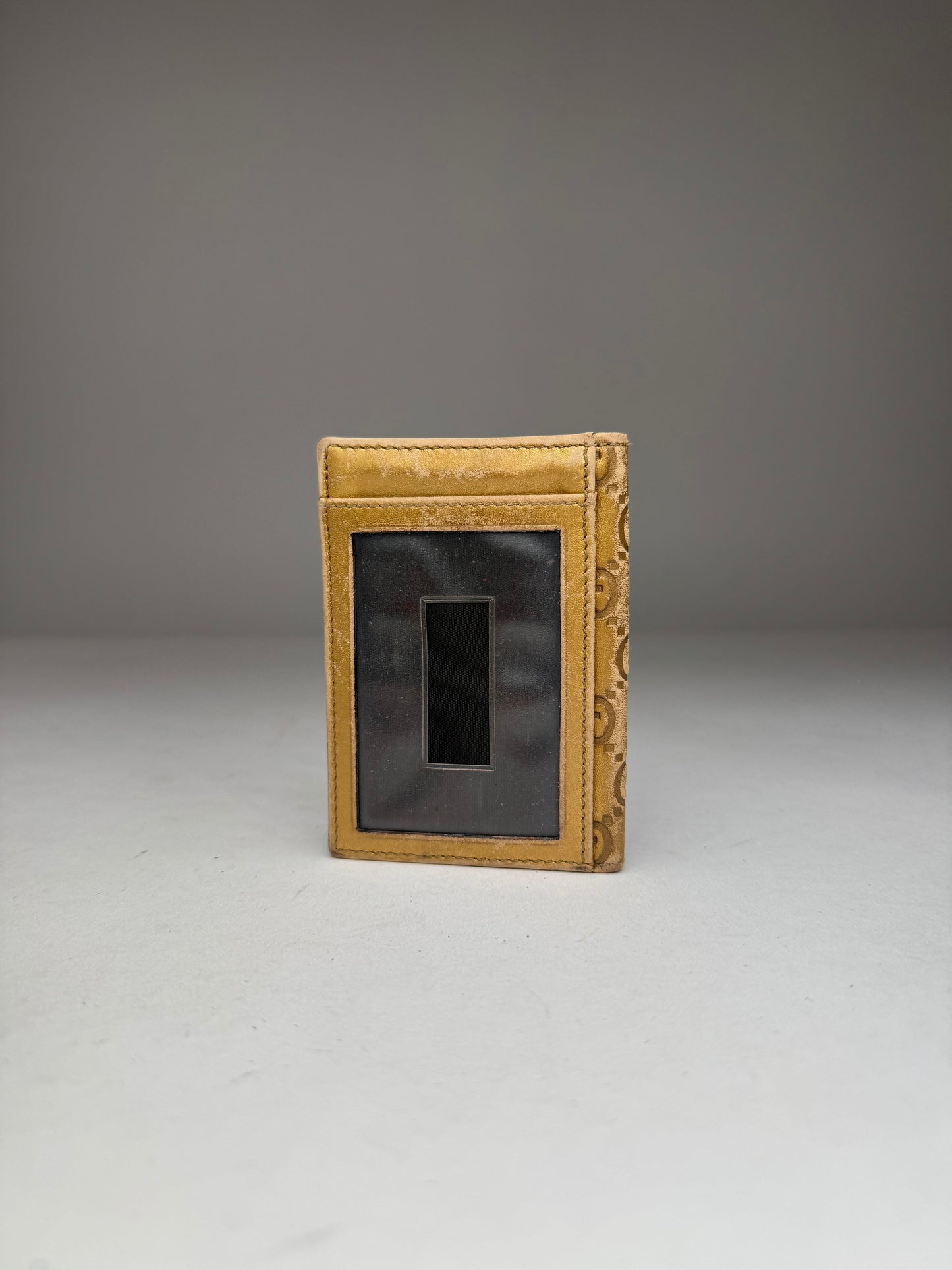 Vintage Gucci Monogram Leather Card Holder Gold