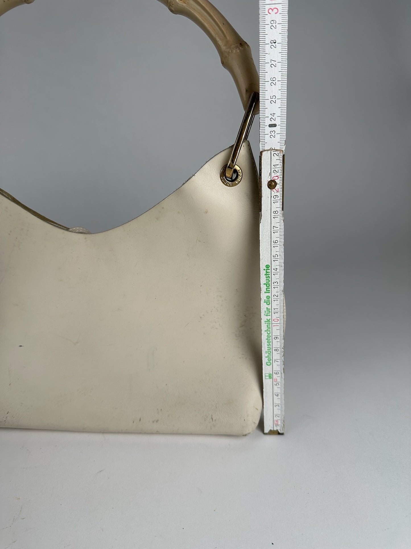 Vintage Gucci bamboo leather bag white