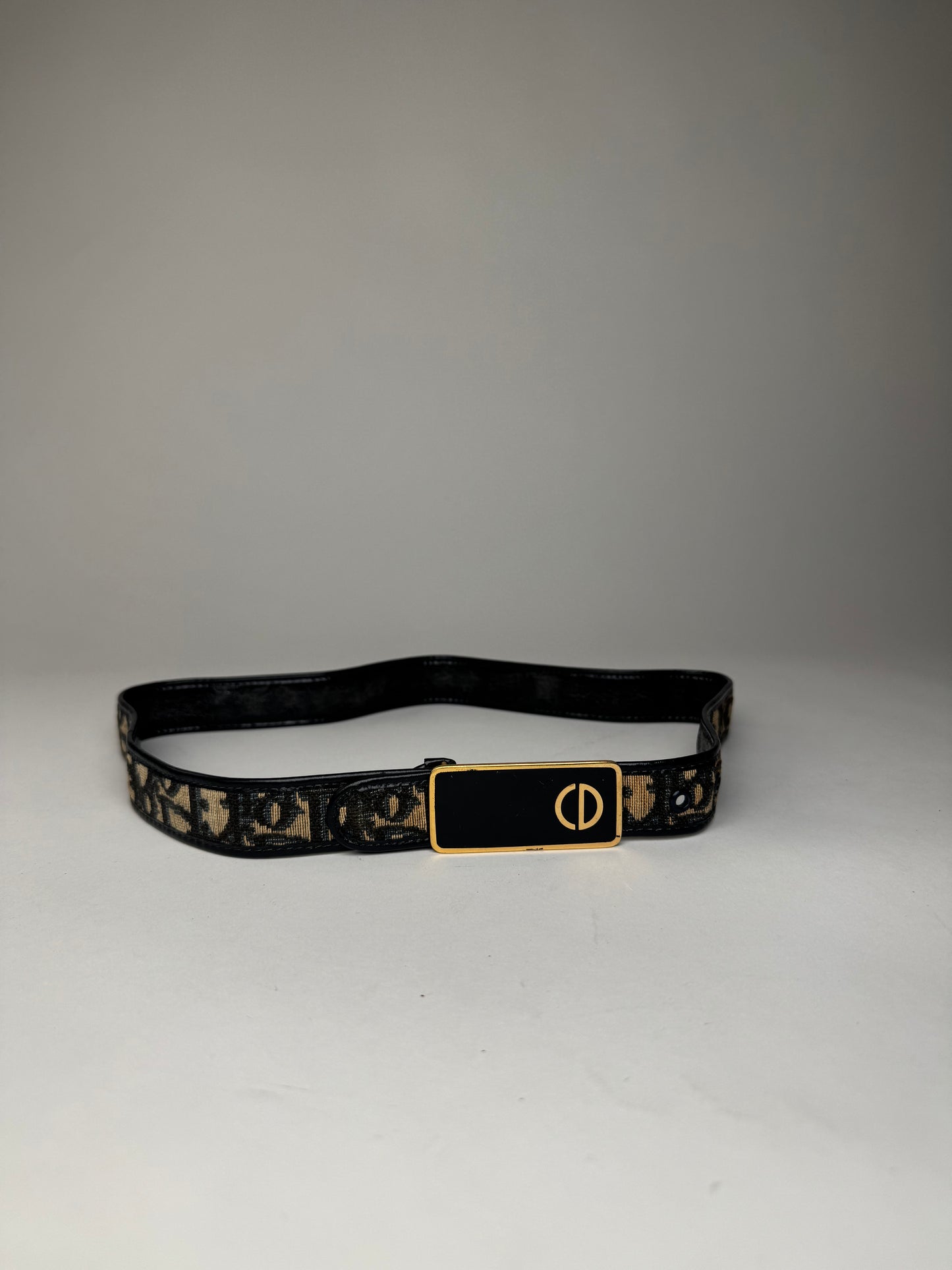 Vintage Dior Oblique Monogram Belt Beige Navy
