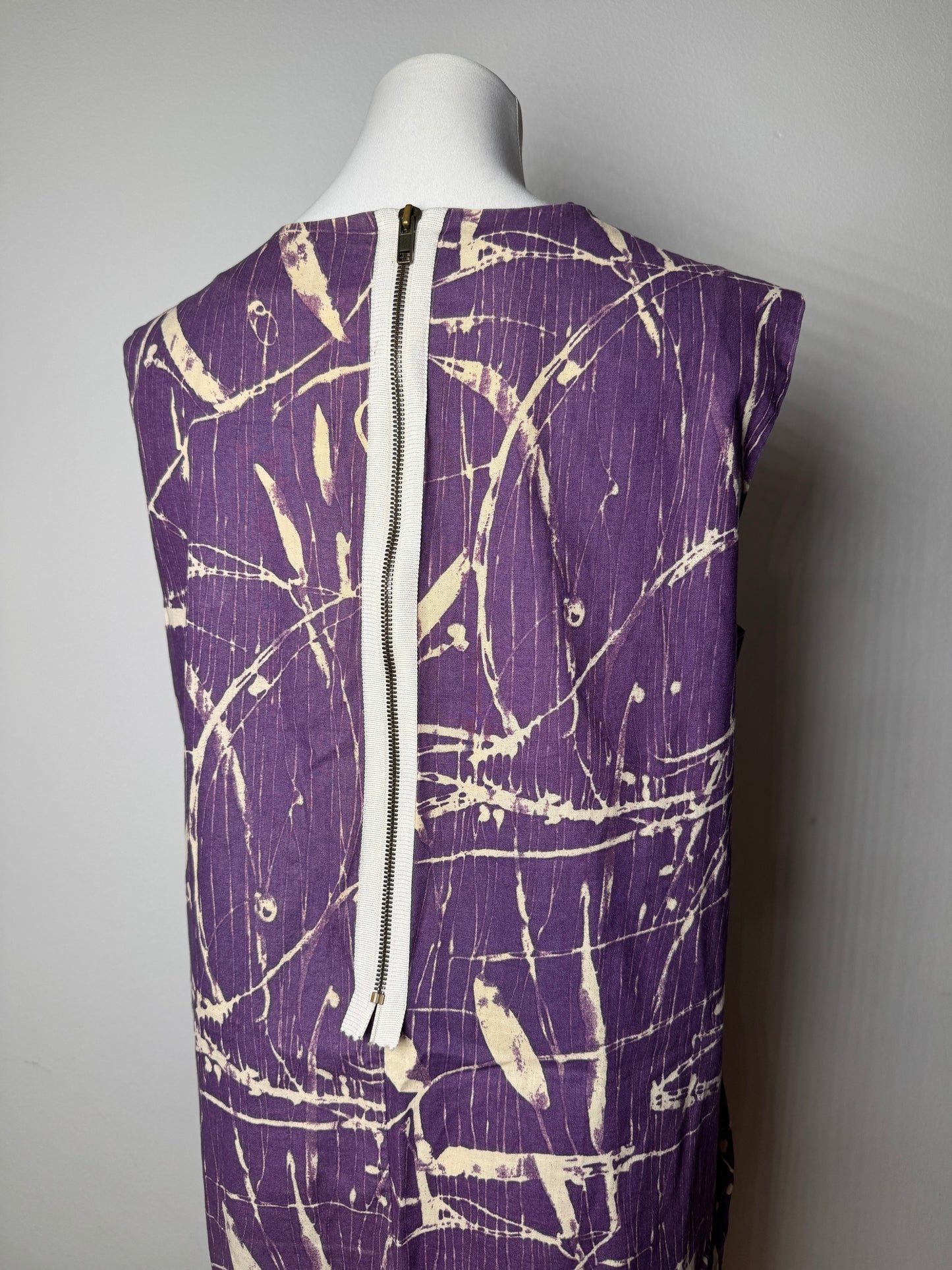 Vintage Marni Abstract Cotton Dress Purple Beige L/XL