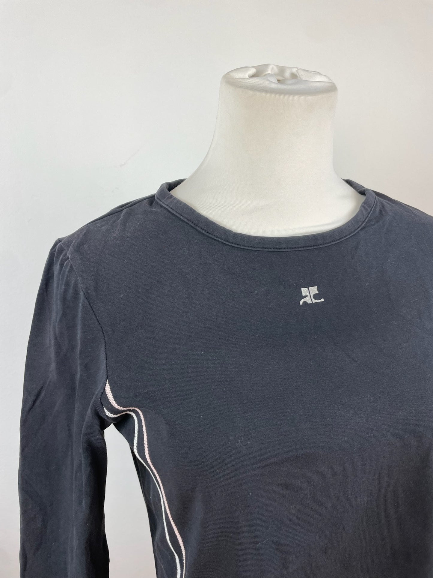 Vintage Courreges Canvas Crewneck Black White