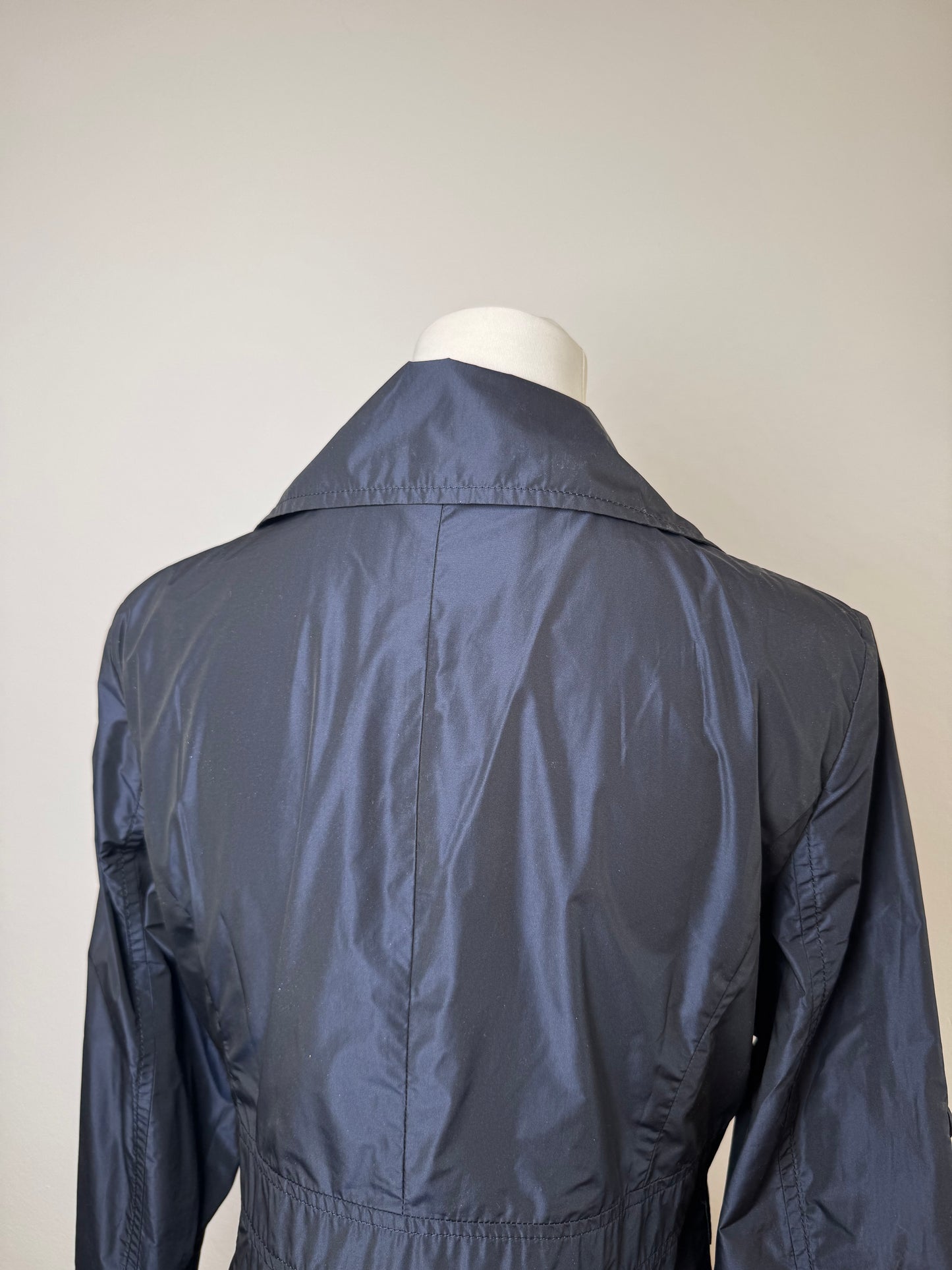 Vintage Courreges Polyester Short Trenchcoat Navy 38/M