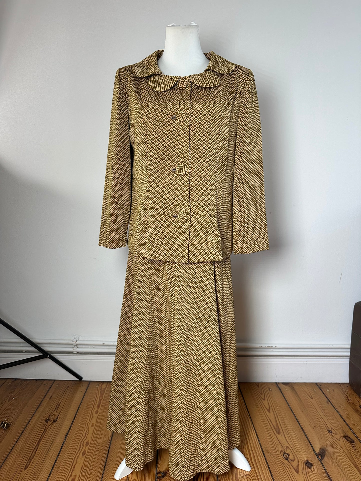 Vintage Gucci Wool Twin Set Abstract Gold Brown M