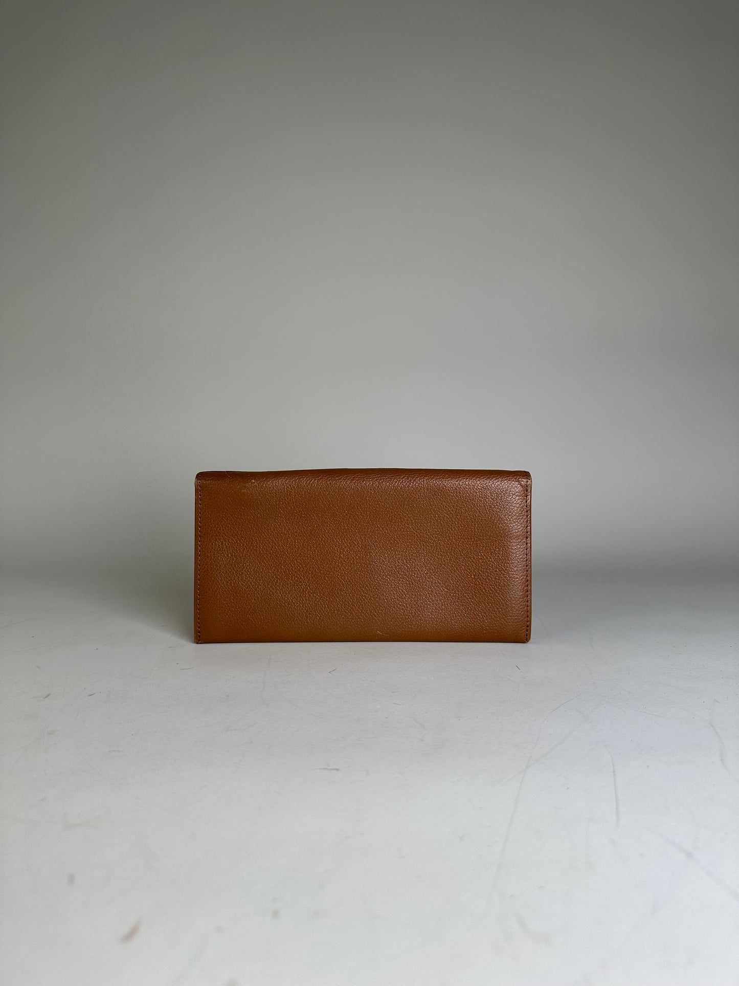 Vintage Yves Saint Laurent Leather Wallet Brown Gold-tone Clasp
