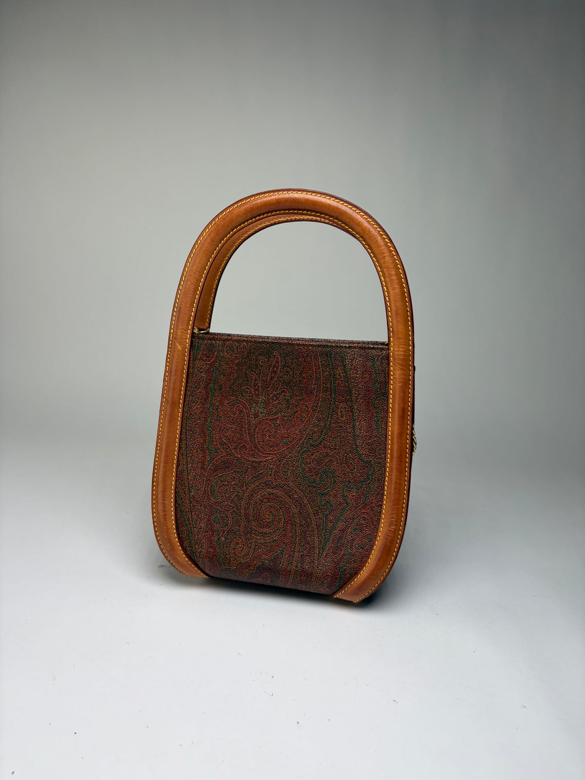 Vintage Etro Paisley Print Structured Top-Handle Bag Late 1990s Multicolor