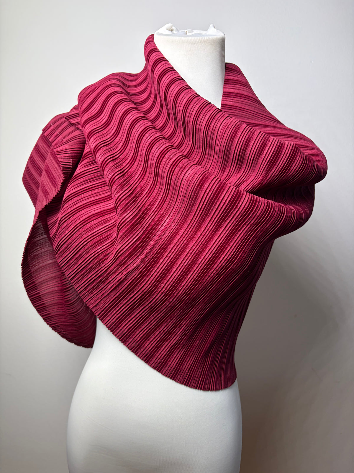 Vintage Issey Miyake Pleats Please Pleated Wrap c. Mid-2010s Burgundy