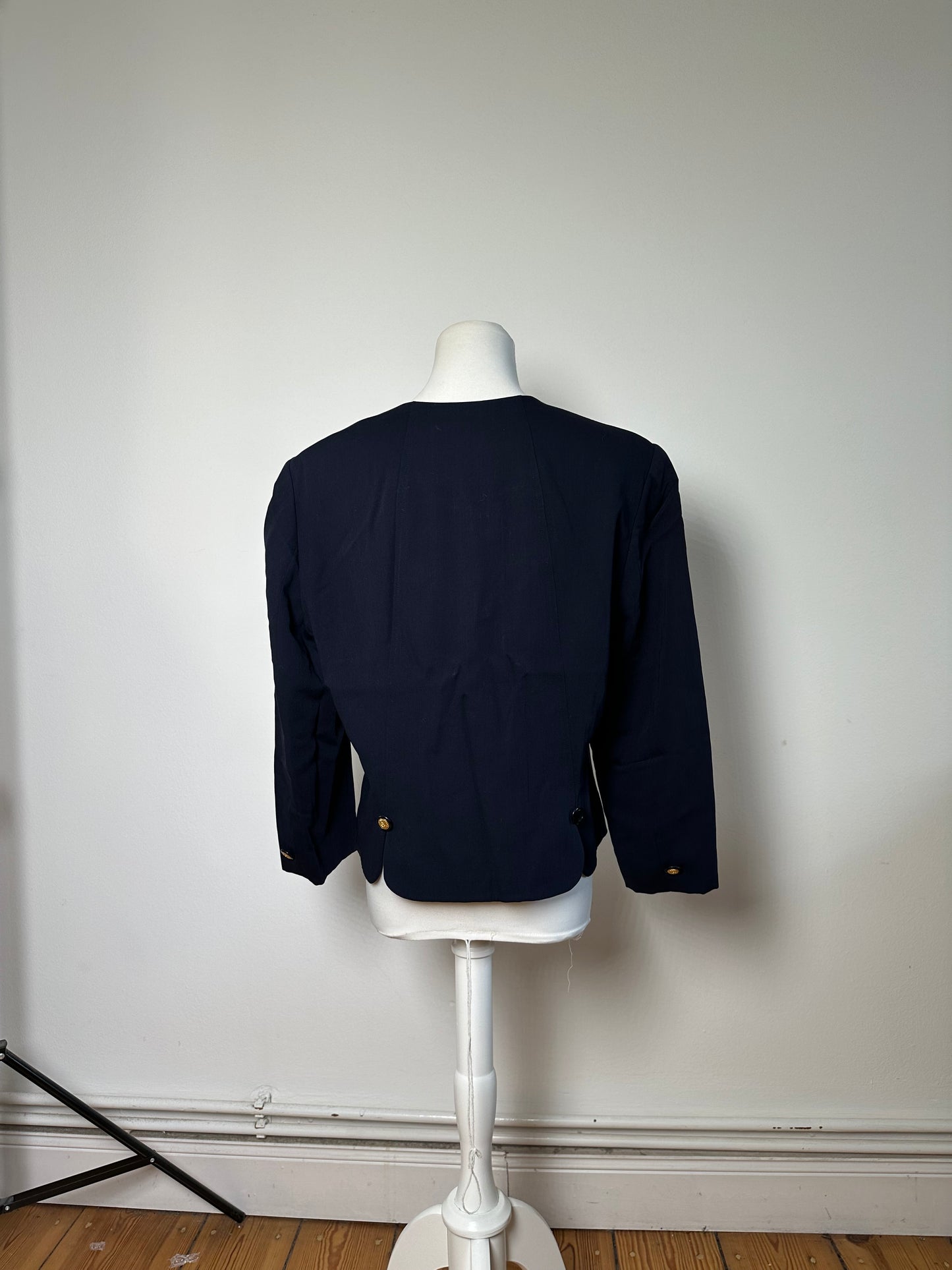 Vintage Balenciaga Silk Blend Jacket Navy Gold Buttons L