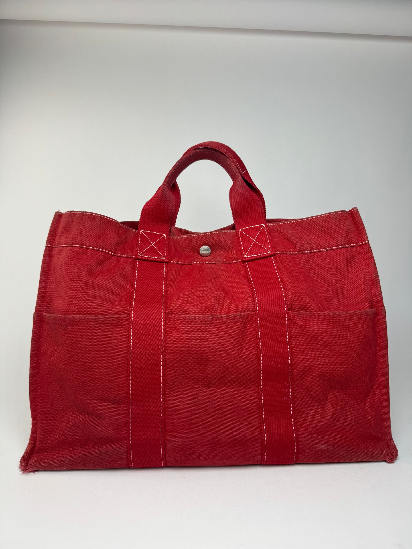 Vintage Hermes Canvas shopper red