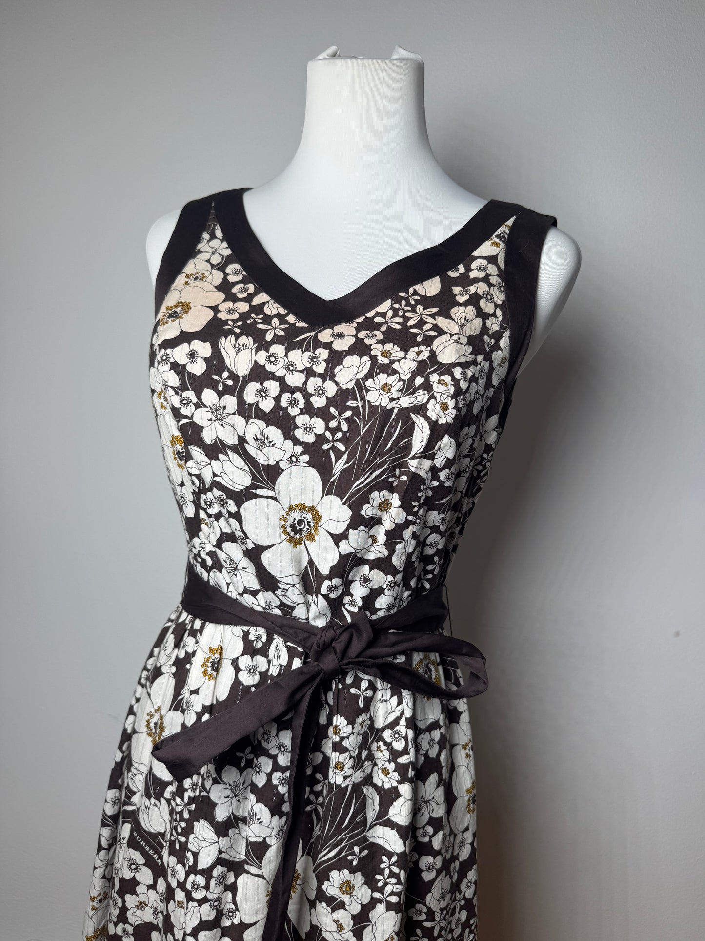 Vintage Burberry Floral Dresd Black White