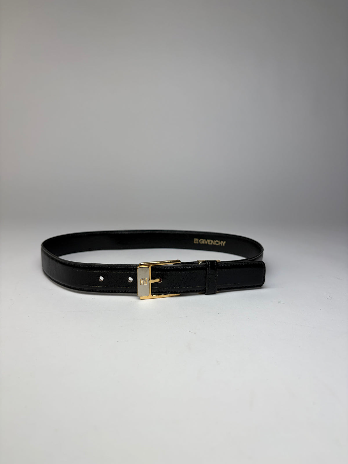 Vintage Givenchy 4G Logo Leather Belt Late 1980s Black Gold