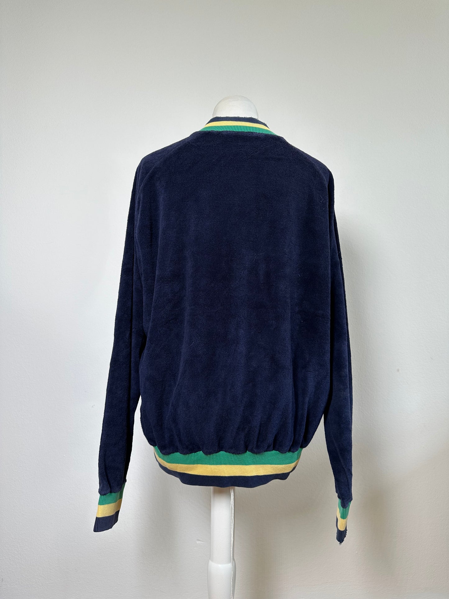 Vintage Dior Men's Cotton Velour Jacket Navy Yellow Green L